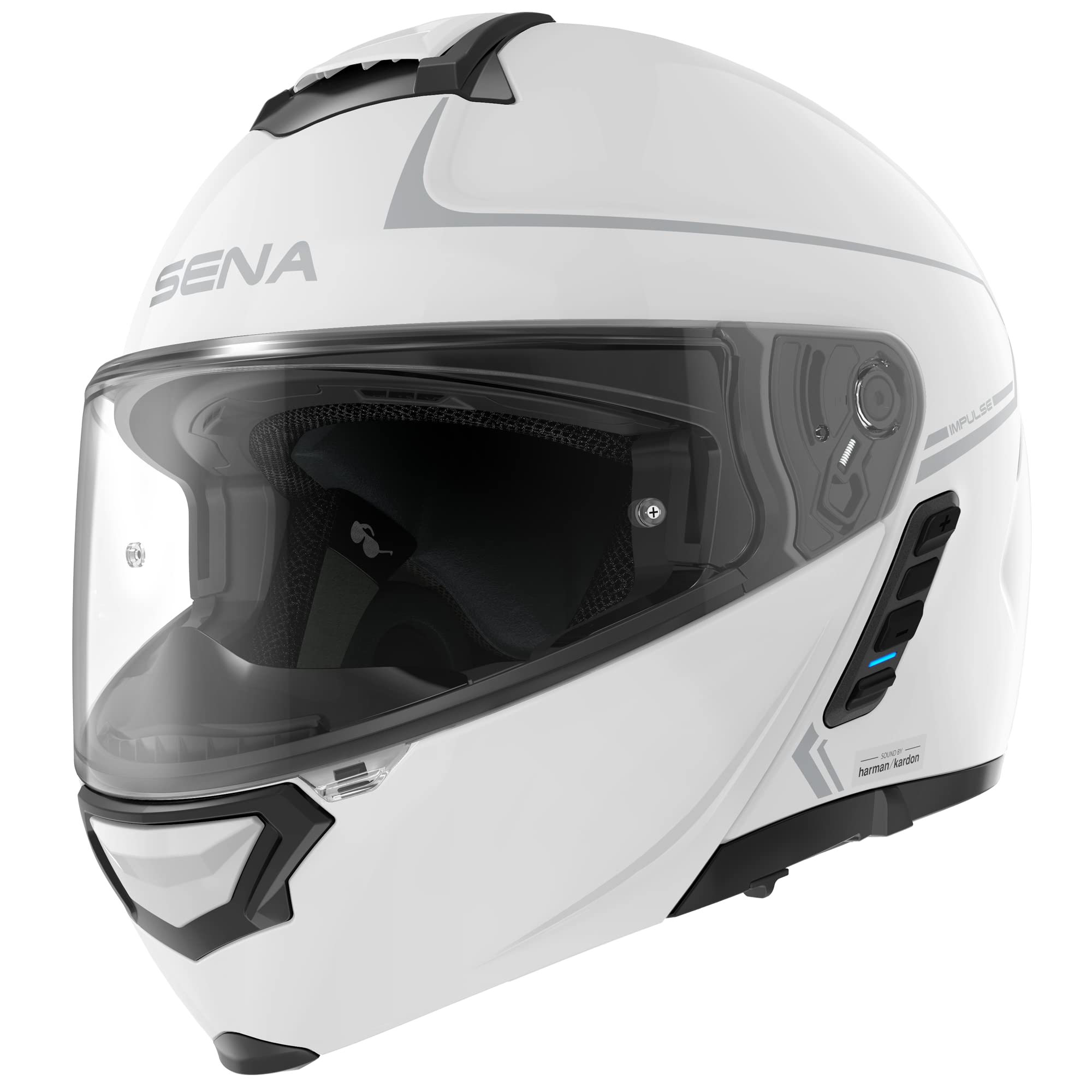 Foto 2 pulgar | Casco Sena Impulse Dot Flip Up Modular Bluetooth Blanco Brillante - Venta Internacional.
