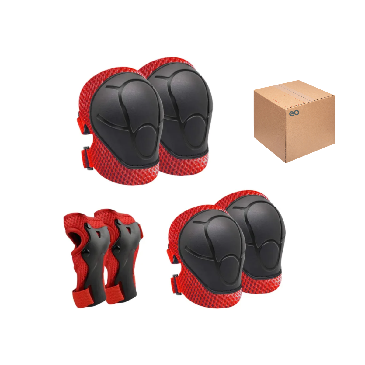 Foto 2 pulgar | Kit 6pcs Rodilleras Coderas Y Muñequeras Para Niños Eo Safe Imports Esi-20830 Rojo