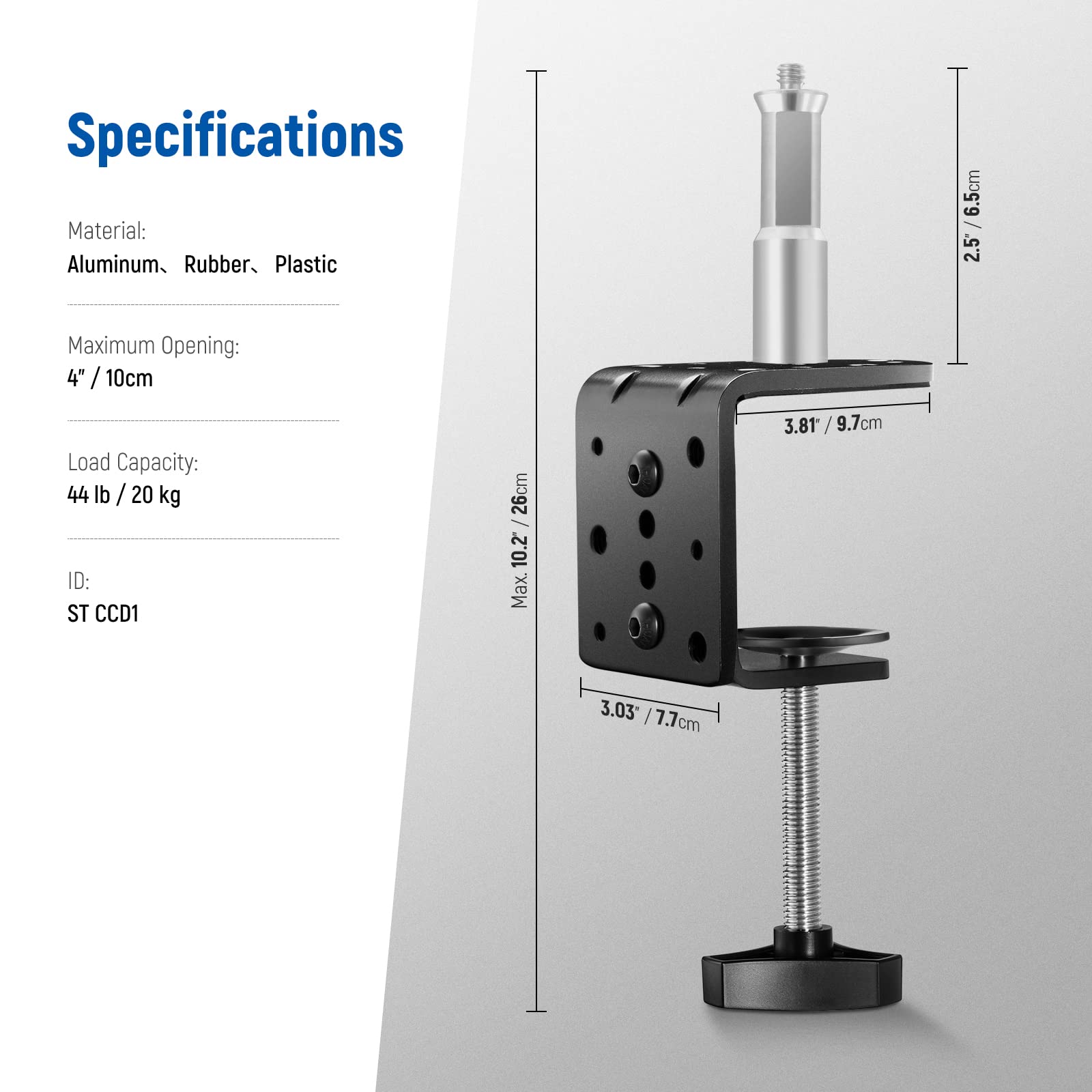 Foto 4 pulgar | Pinza En C Neewer Heavy Duty Con Columna De Montaje Para Soporte Ligero - Venta Internacional.