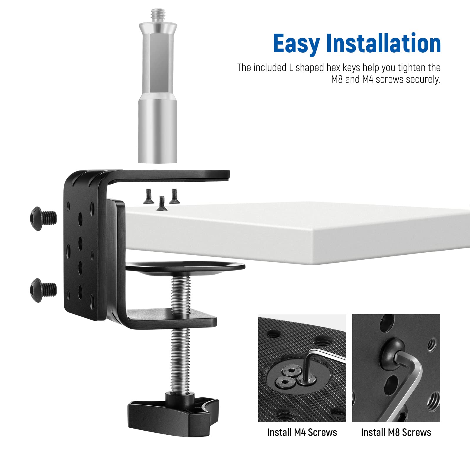Foto 7 pulgar | Pinza En C Neewer Heavy Duty Con Columna De Montaje Para Soporte Ligero - Venta Internacional.
