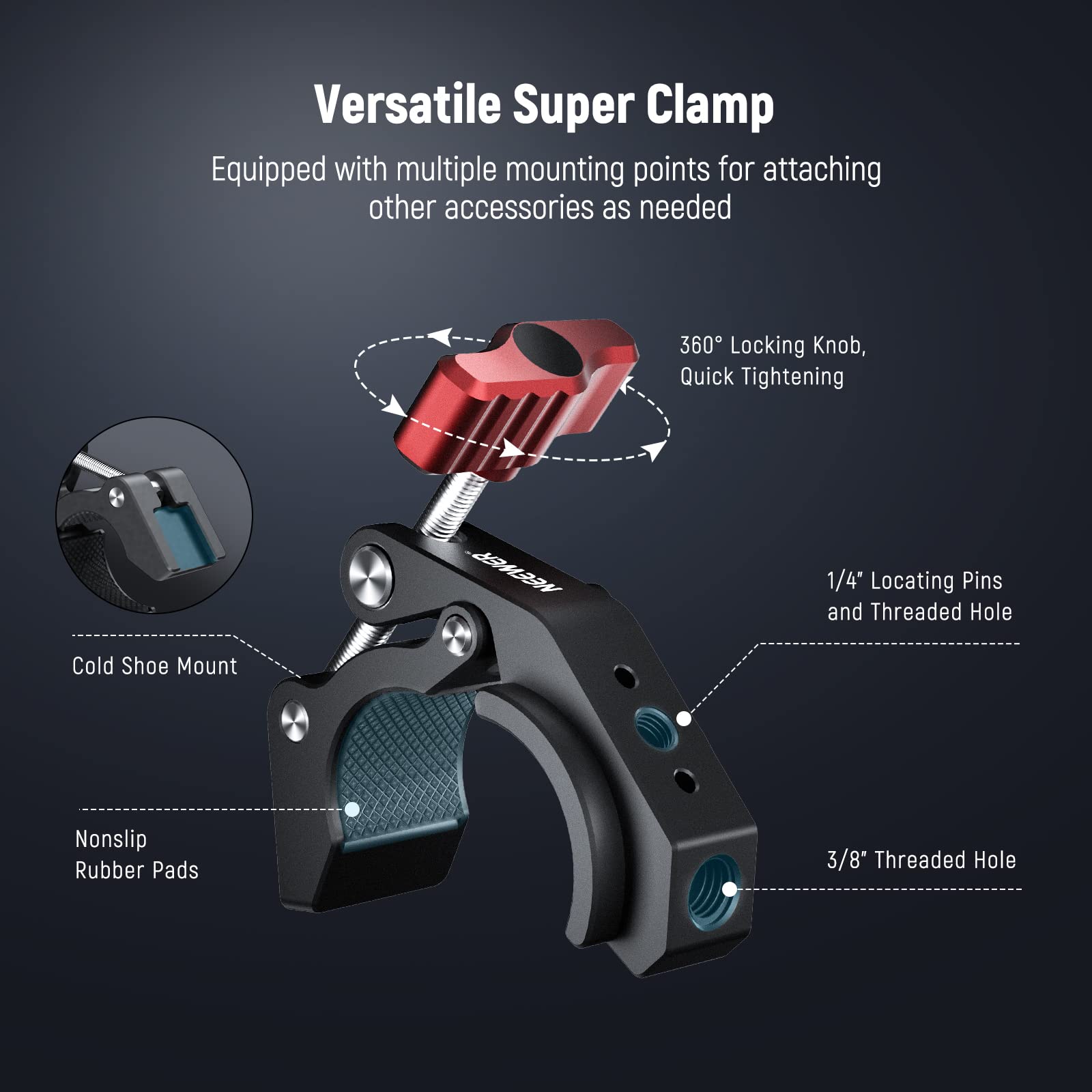 Foto 3 pulgar | Abrazadera Para Cámara Neewer Super Clamp St81, Carga Máxima De 2 Kg - Venta Internacional.