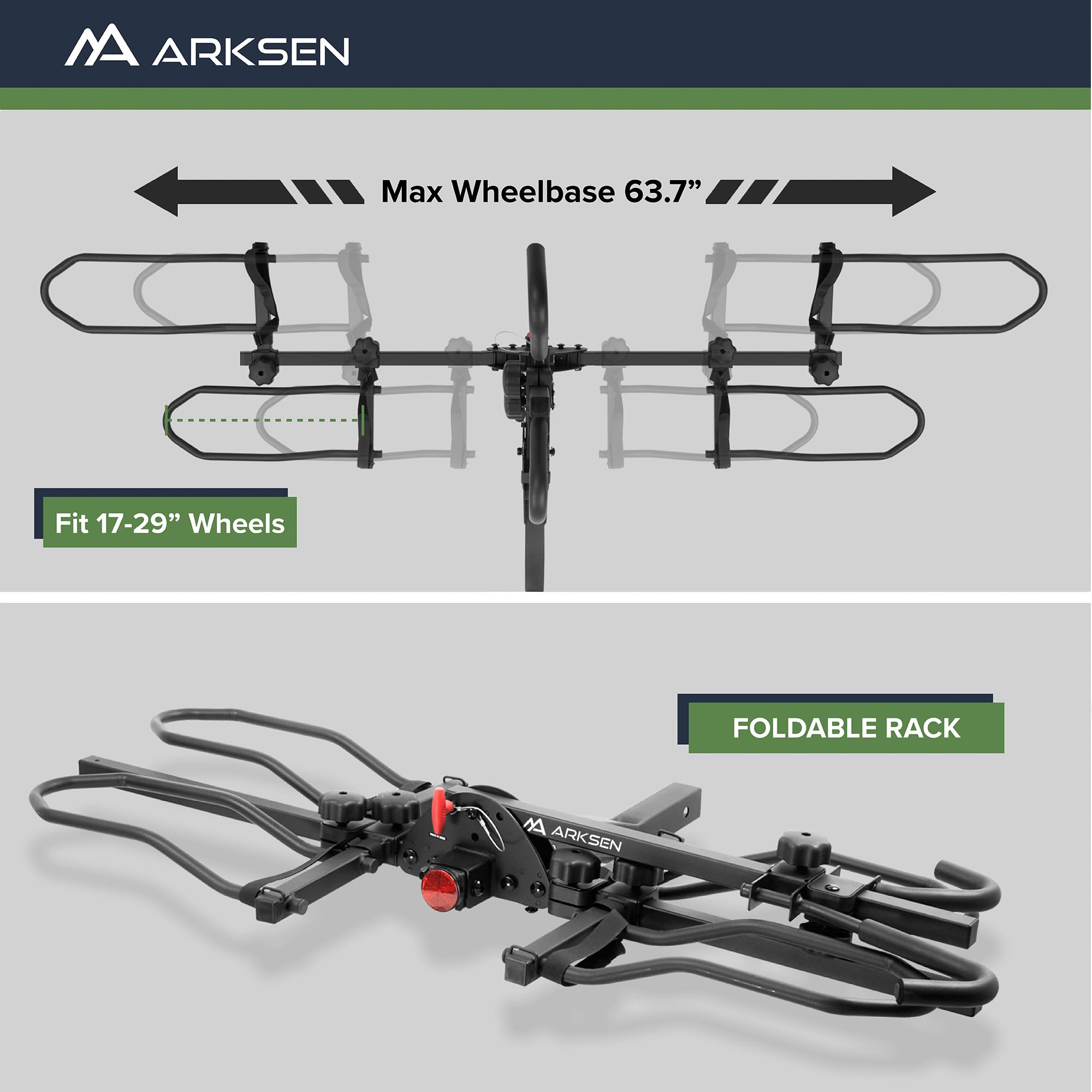 Foto 7 pulgar | Portabicicletas Arksen 2, Montado En Enganche, Con Inclinación Inteligente, Para 2 Bicicletas - Venta Internacional.