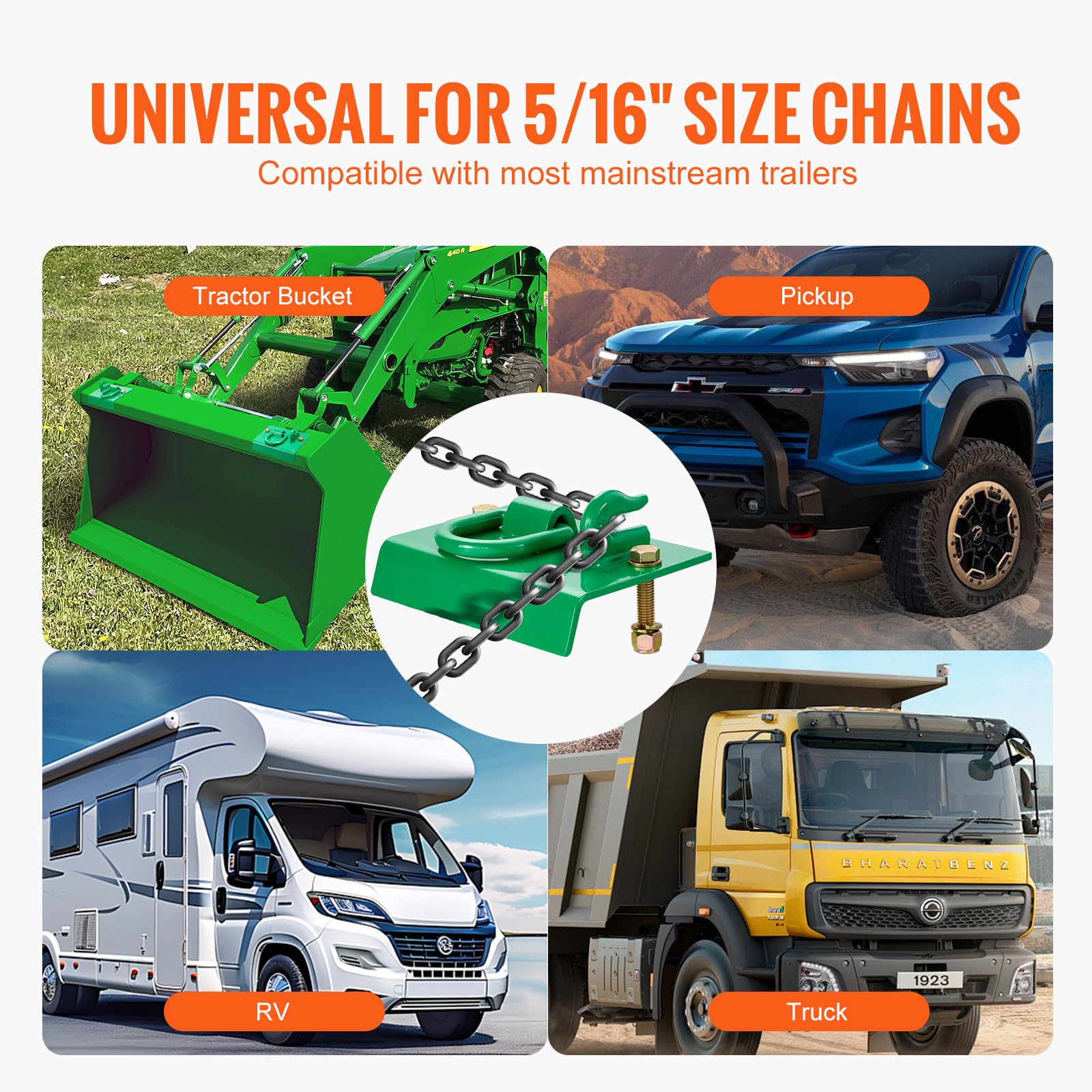 Foto 4 pulgar | Gancho Para Cangilones Para Tractor Vevor 5/16, Grado 70, Acero Forjado, Paquete De 2 - Venta Internacional.