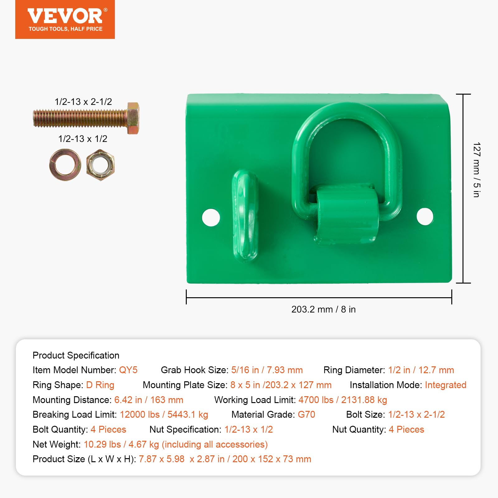 Foto 8 pulgar | Gancho Para Cangilones Para Tractor Vevor 5/16, Grado 70, Acero Forjado, Paquete De 2 - Venta Internacional.