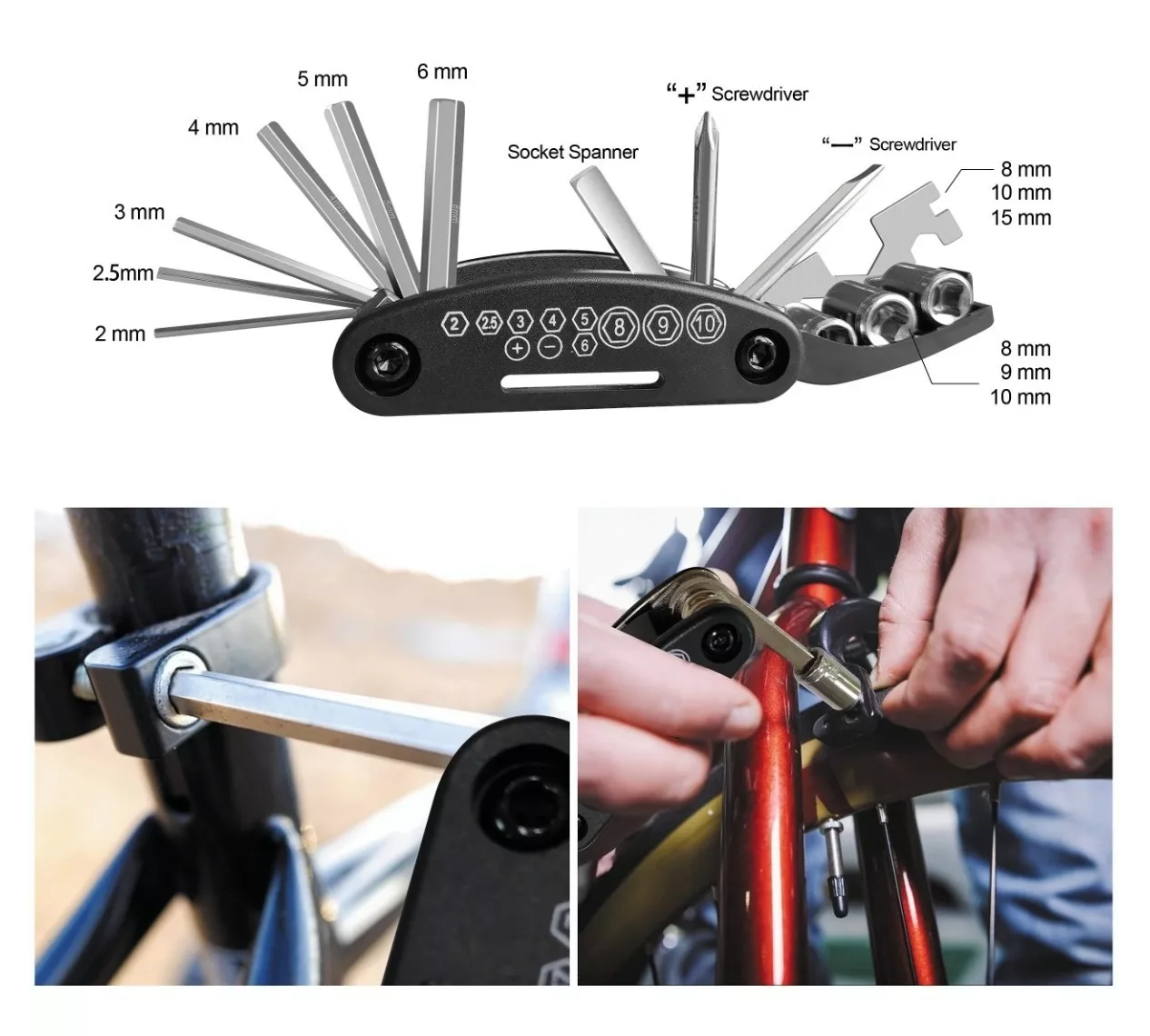 Foto 2 | Kits de Herramientas de Reparación De Bicicletas Negro