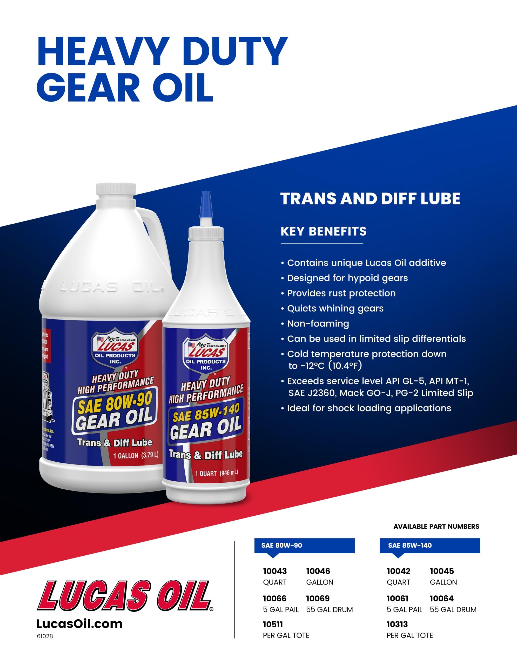 Foto 4 pulgar | Aceite Para Engranajes Lucas Oil 10045 Heavy Duty Sae 85w-140 3,78 Lx4 - Venta Internacional.