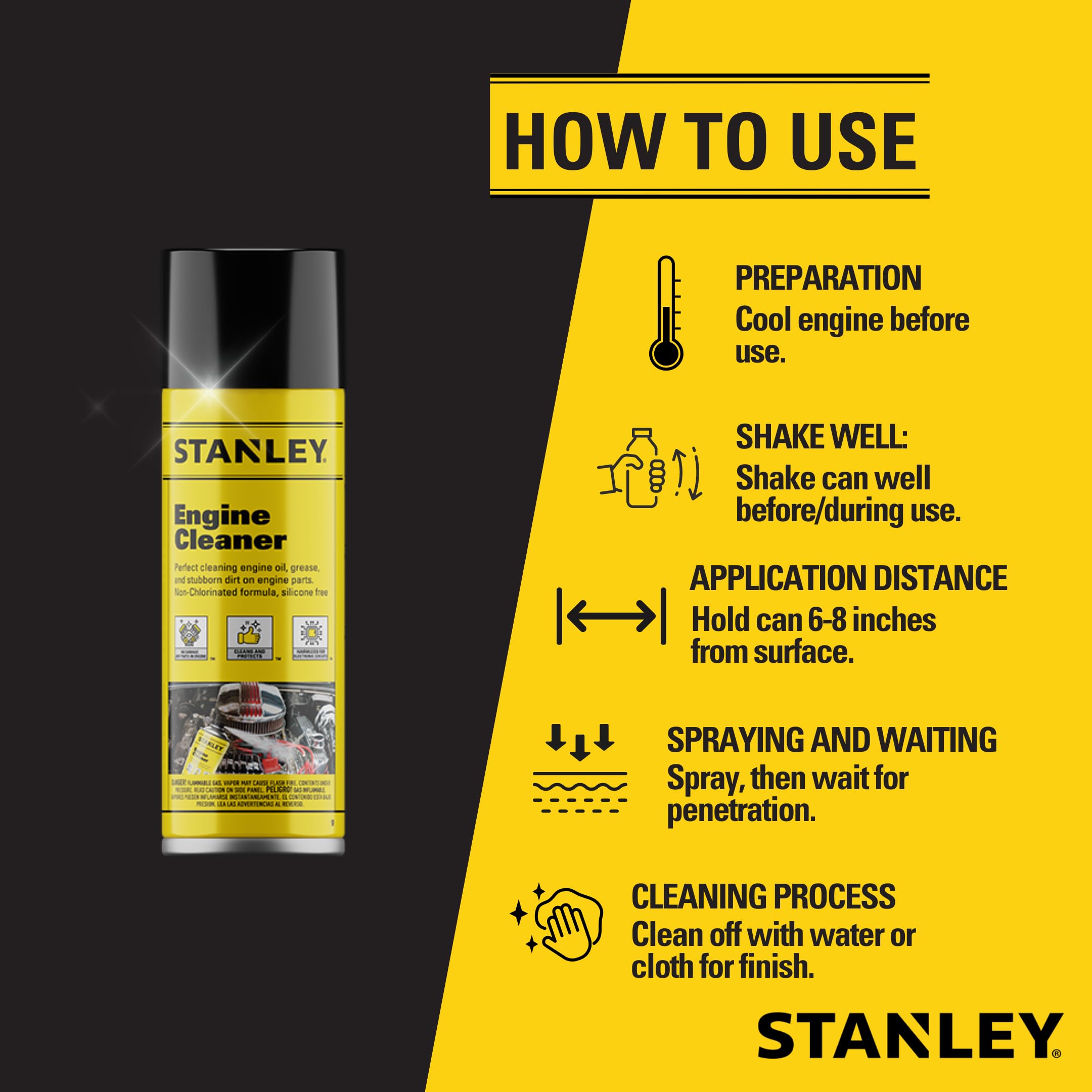 Foto 3 pulgar | Limpiador De Motores En Aerosol Stanley, 355 Ml, Desengrasante Automotriz - Venta Internacional.