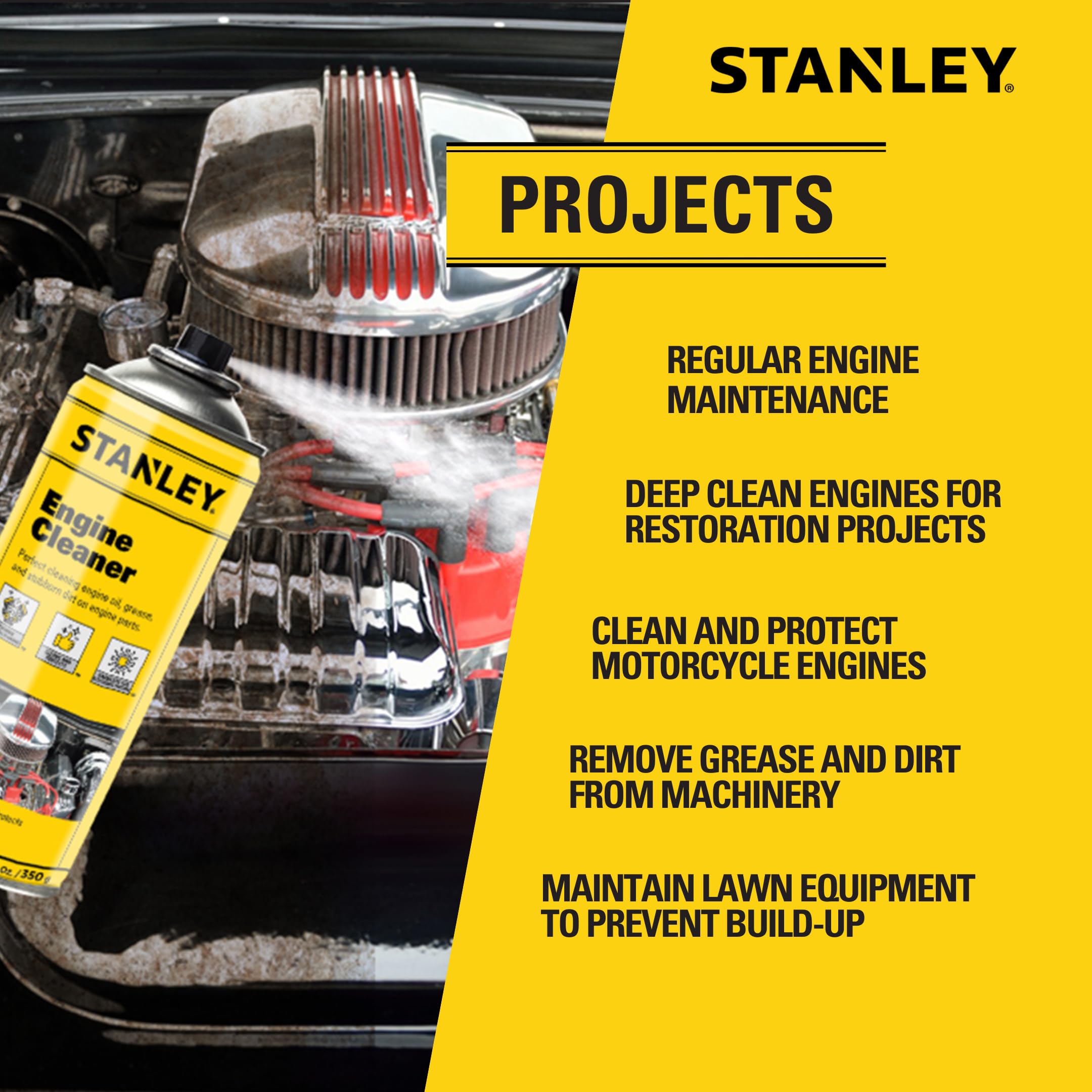 Foto 5 pulgar | Limpiador De Motores En Aerosol Stanley, 355 Ml, Desengrasante Automotriz - Venta Internacional.