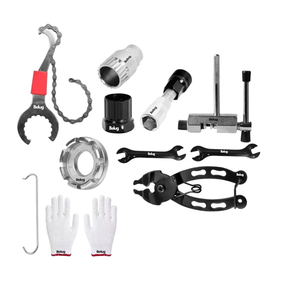 Herramientas P/reparación Bicicletas Belug  Extractor Pernos Cadena 12 Pzs Negro