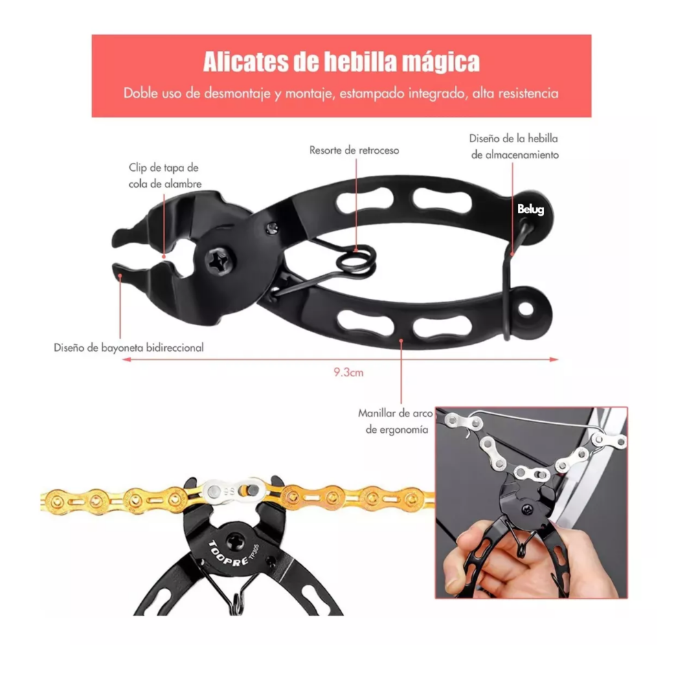 Foto 5 | Herramientas P/reparación Bicicletas Belug  Extractor Pernos Cadena 12 Pzs Negro