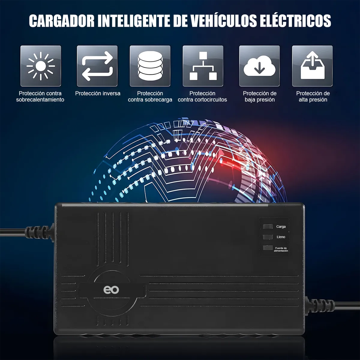 Foto 3 pulgar | Cargador Para Bicicleta Eléctrica 48v 12ah Con 3 Luces Eo Safe Imports Esi-19323 Negro