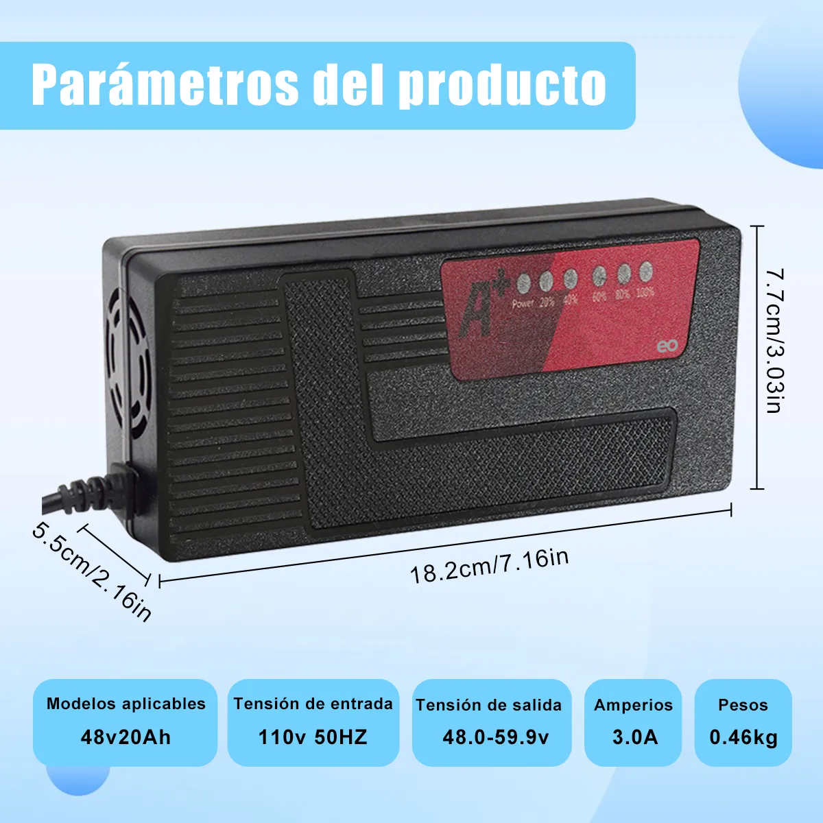 Foto 4 pulgar | Cargador De Bicicleta Eléctrica De 48 V Y 12ah Con 6 Luces Indicadoras Eo Safe Imports Esi-19326 Negro