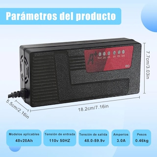 Foto 3 | Cargador De Bicicleta Eléctrica De 48 V Y 12ah Con 6 Luces Indicadoras Eo Safe Imports Esi-19326 Negro