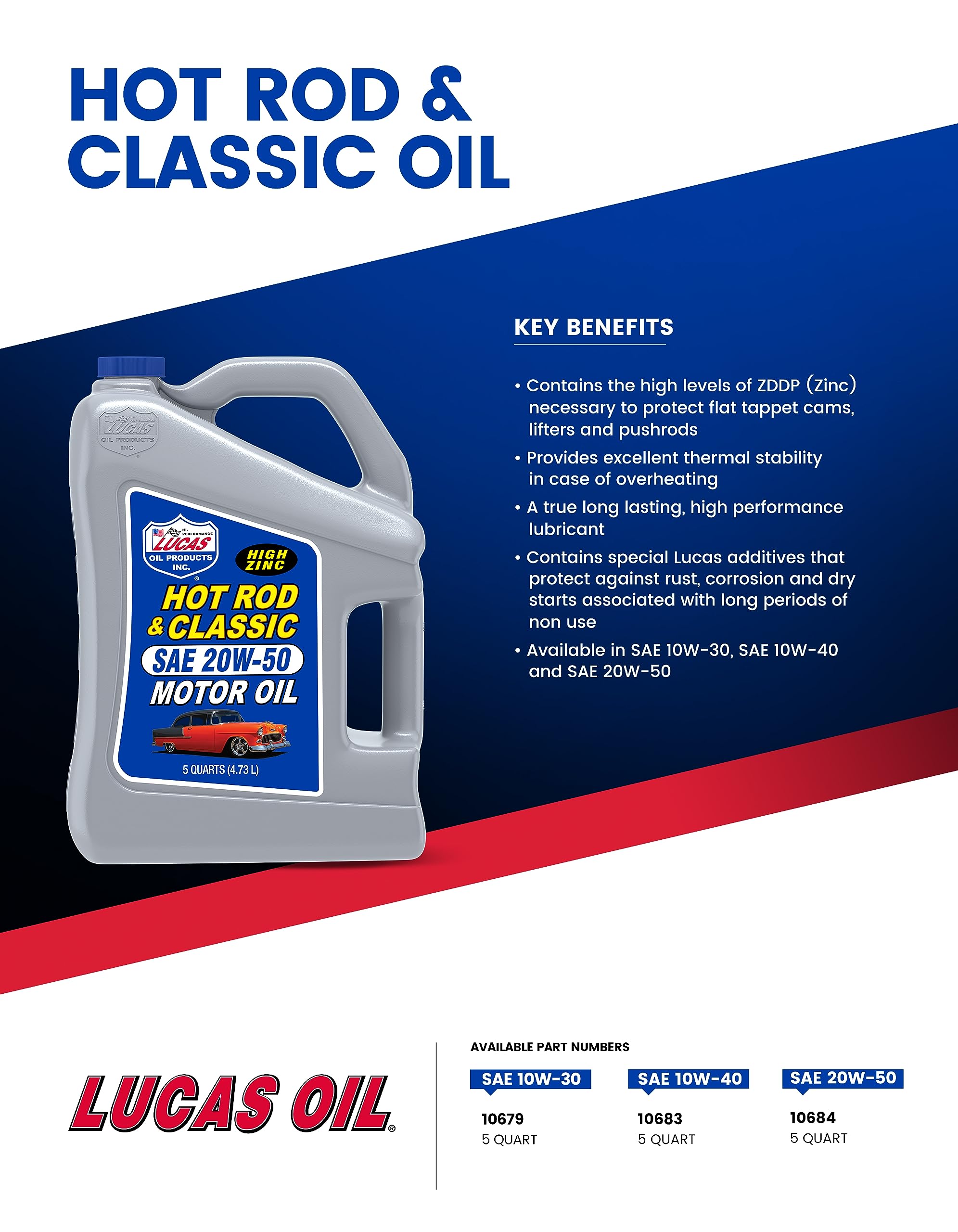 Foto 4 pulgar | Aceite Para Motor Lucas Oil Hot Rod & Classic Car Sae 10w-40 5l - Venta Internacional.