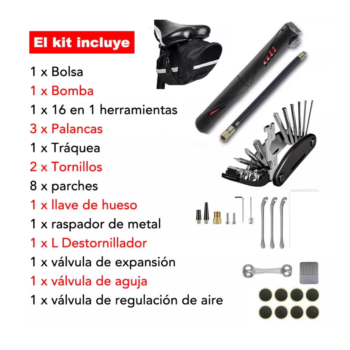 Foto 3 pulgar | Kit De Herramientas Para Reparar Bicicleta Con Bolsa 16 En 1 Eo Safe Imports Esi-4816-1 Multicolor