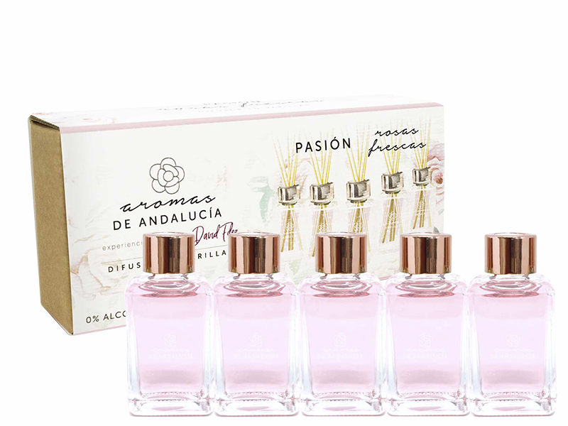 Foto 2 pulgar | Difusor de Varillas Andalucía Kit con 5 Esencias de 30 ml c/u Aroma Rosas Frescas