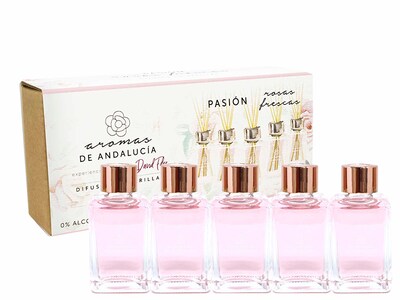 Foto 1 | Difusor de Varillas Andalucía Kit con 5 Esencias de 30 ml c/u Aroma Rosas Frescas