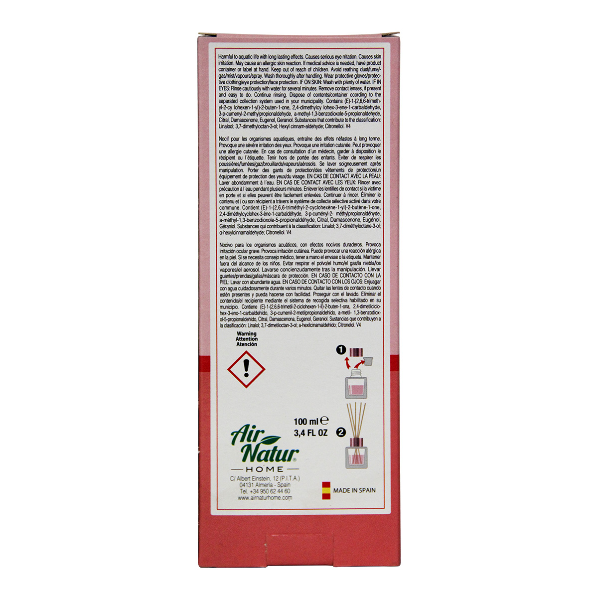 Foto 4 pulgar | Difusor de Varillas Air Natur Home Esencia con 100 ml Aroma a Rosa