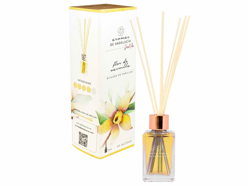 Difusor de Varillas Andalucía Esencia con 30 ml Aroma Flor de Vainilla