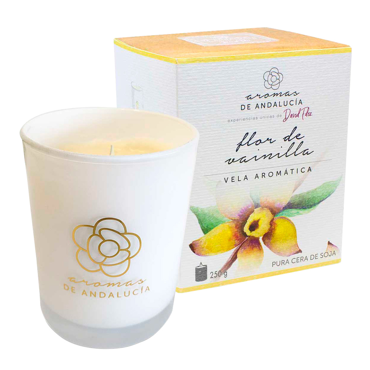 Vela de Soja Andalucía Aromática y Decorativa de 250 G Aroma Flor de Vainilla