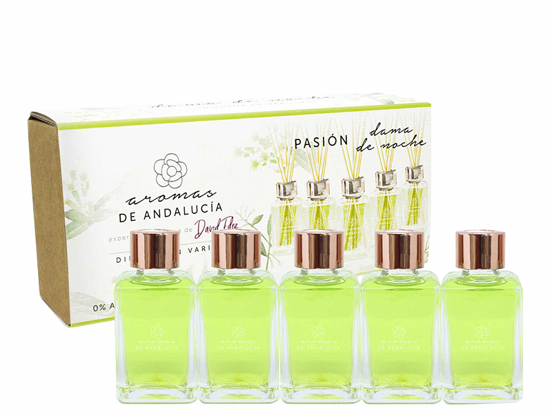 Kit Difusor de Varillas Andalucía 5 Esencias de 30 ml c/u Aroma Dama de Noche