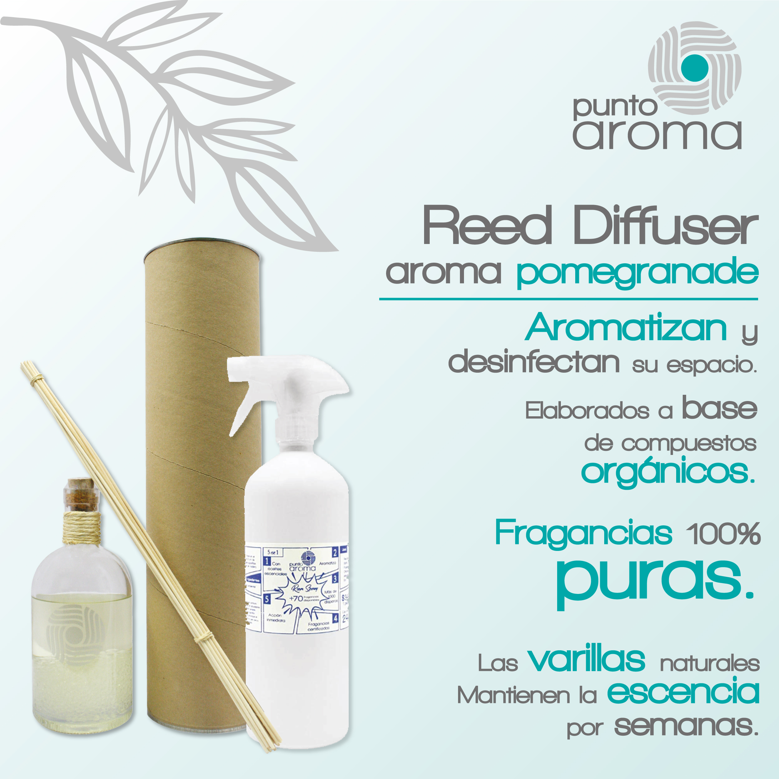 Foto 3 pulgar | Aromatizante de Ambiente Punto Aroma Granada Reed Diffuser Extra Grande