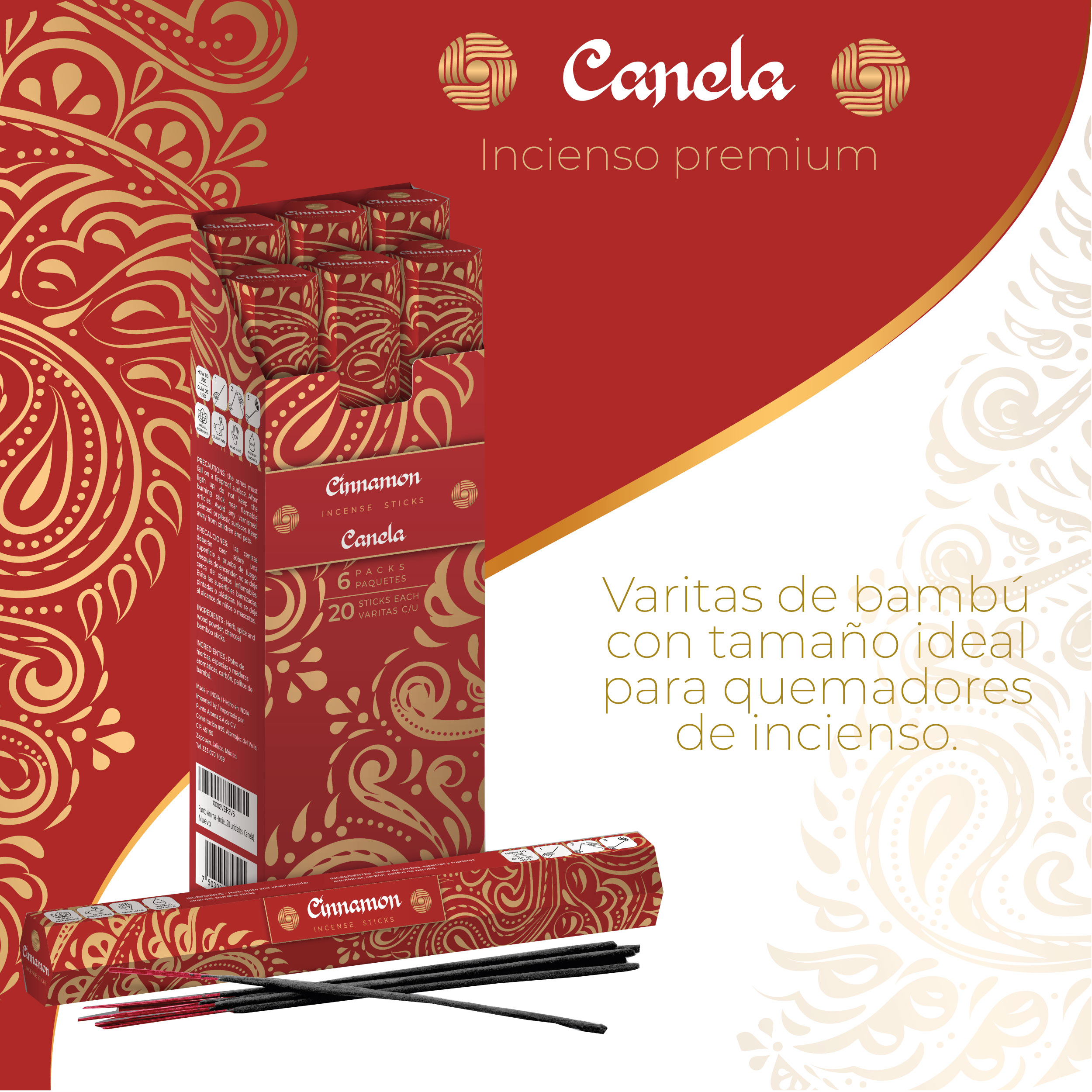 Foto 3 pulgar | Incienso con Aroma Premium Punto Aroma Canela 120 Unidades