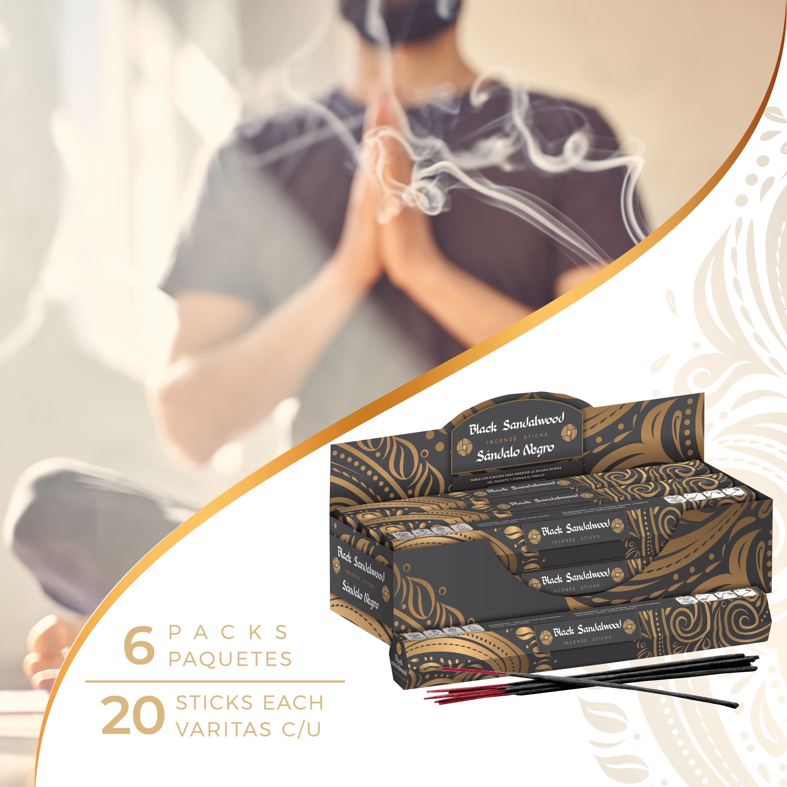 Foto 4 pulgar | Incienso con Aroma Premium Punto Aroma Sándalo Negro 120 Unidades