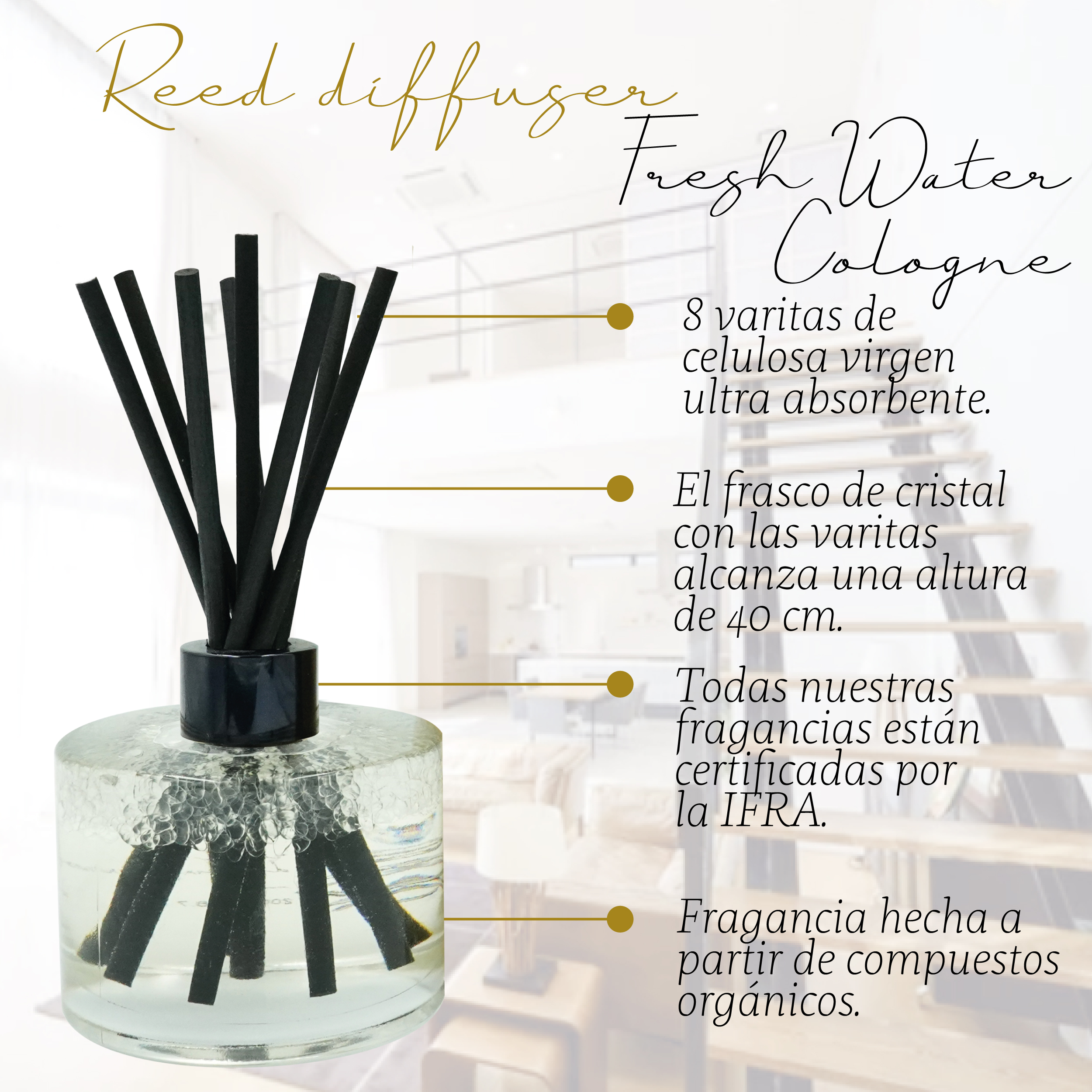 Foto 4 pulgar | Reed Diffuser Aromatizante de Ambiente Punto Aroma Fresh Water Cologne