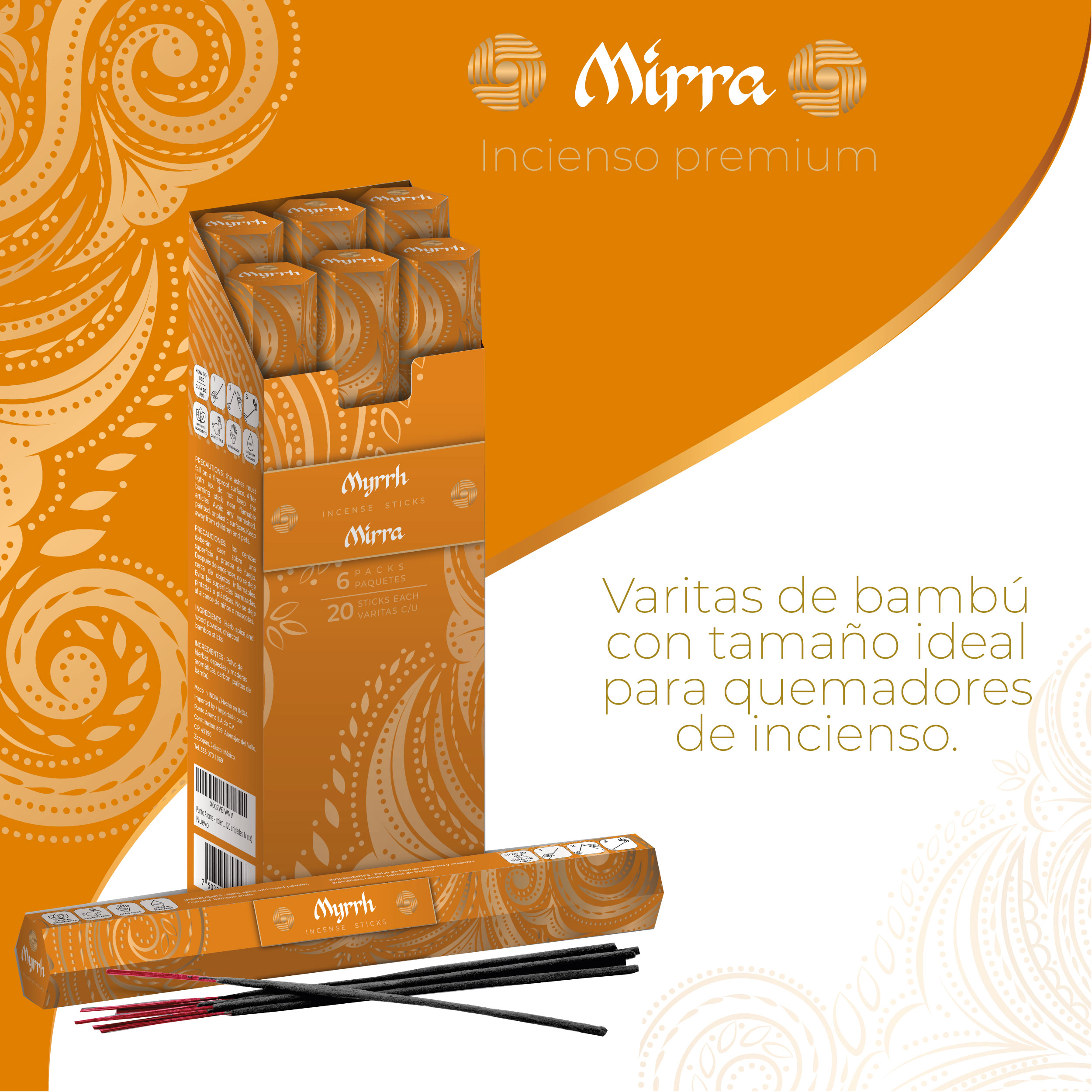 Foto 3 pulgar | Incienso con Aroma Premium Punto Aroma Mirra, 120 Unidades