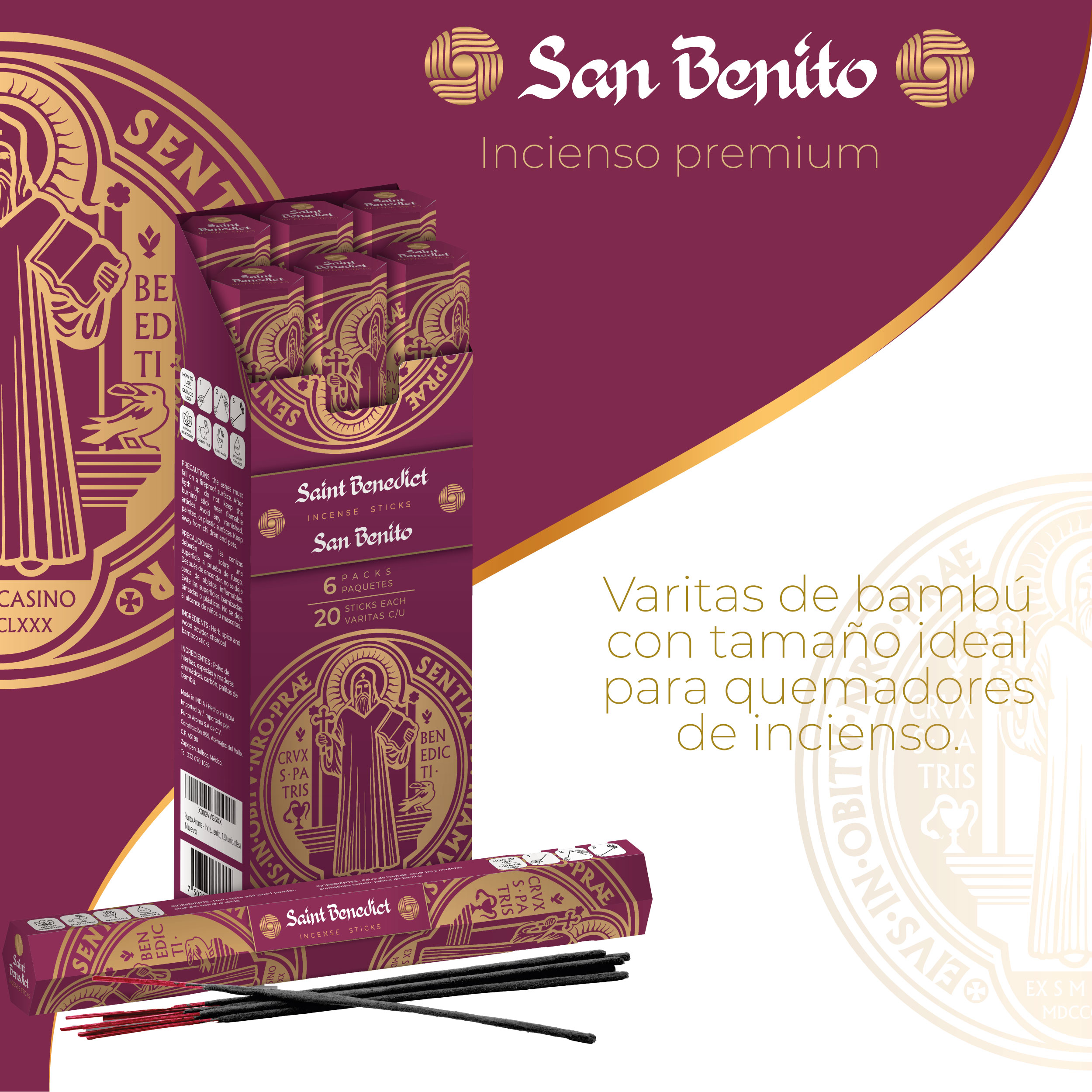 Foto 2 | Incienso con Aroma Premium Punto Aroma San Benito, 120 Unidades