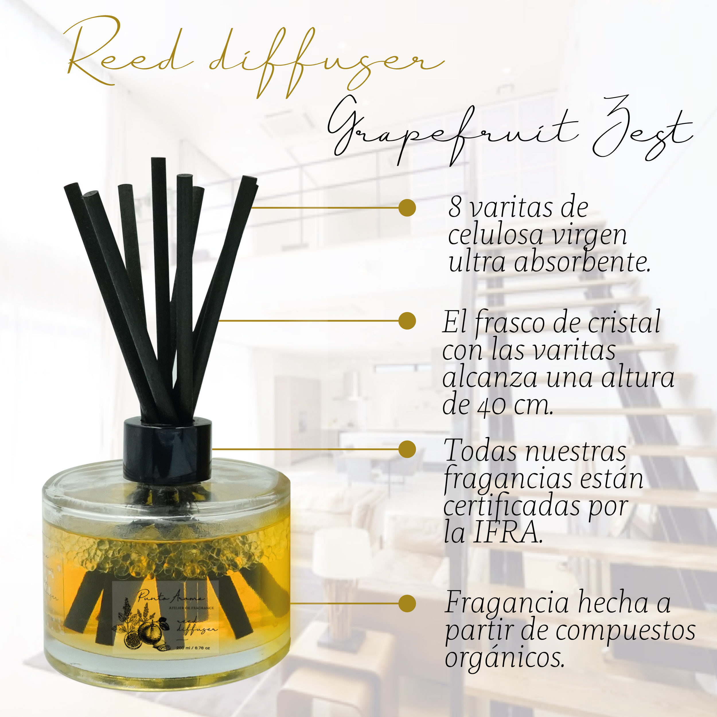 Foto 4 pulgar | Aromatizante de Ambiente Reed Diffuser - Punto Aroma - Grapefruit Zest