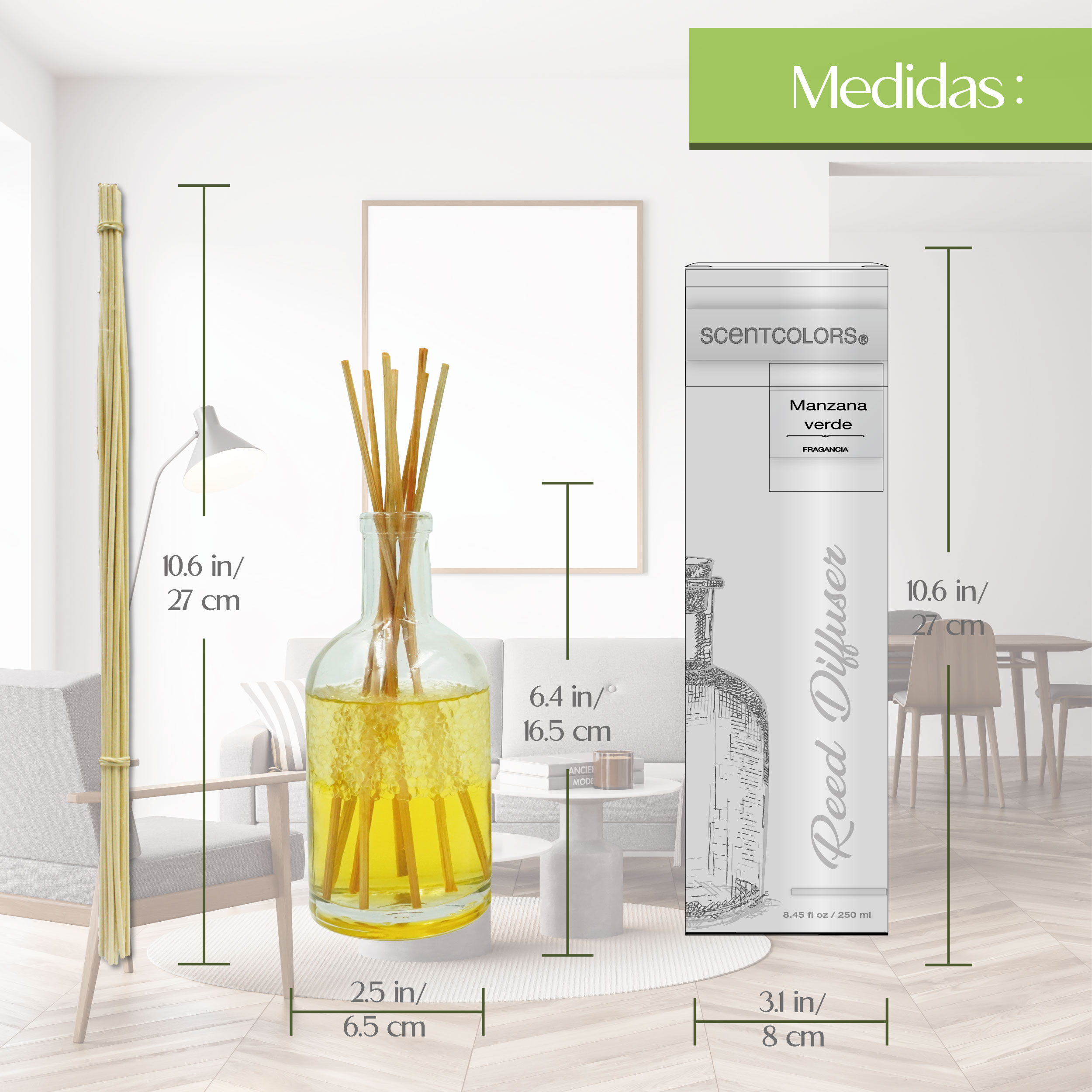 Foto 4 pulgar | Aromatizante de Ambiente Reed Diffuser - Scent Colors, Manzana Fresca