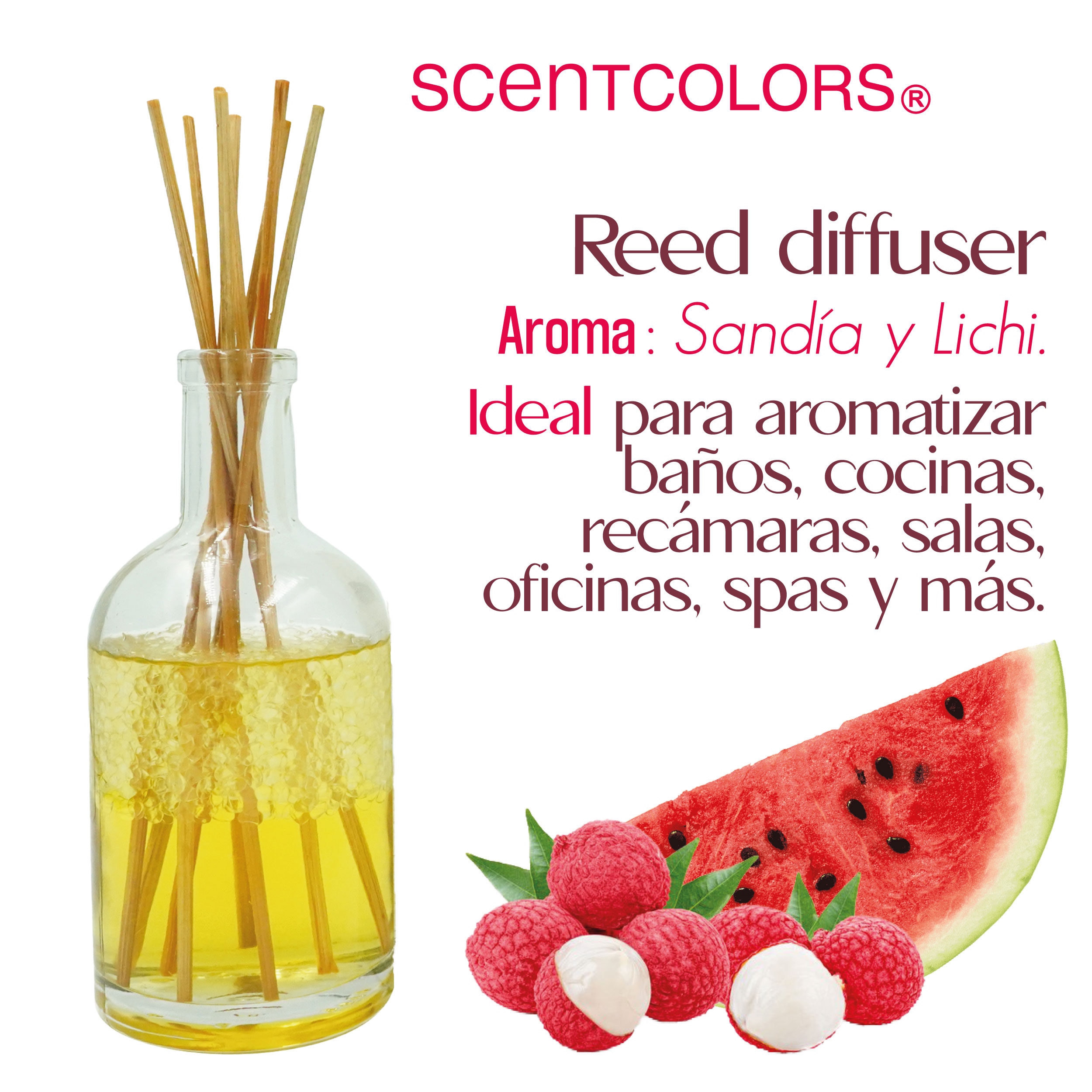 Foto 3 pulgar | Aromatizante de Ambiente Reed Diffuser - Scent Colors, Sandía Lichi