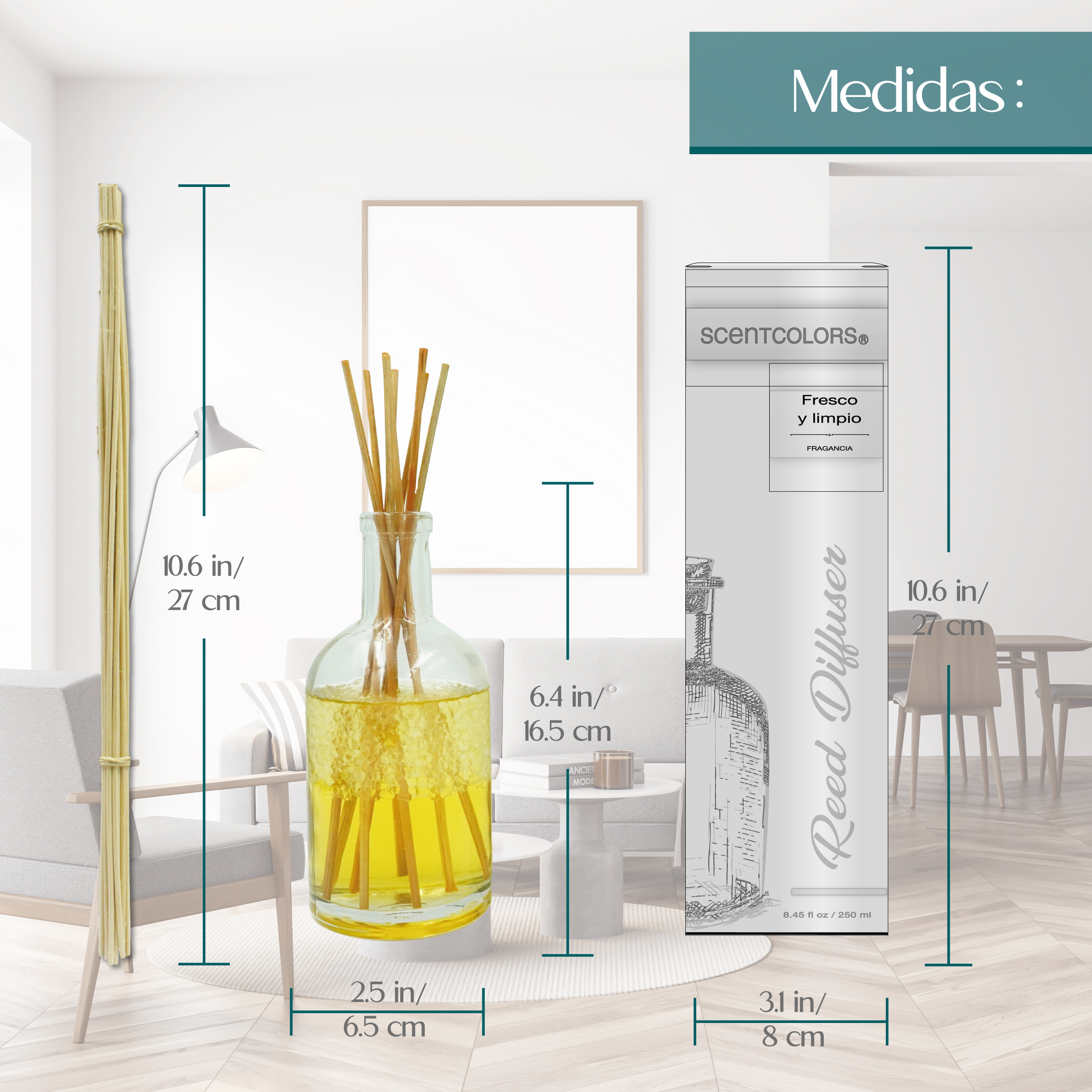 Foto 4 pulgar | Aromatizante de Ambiente Reed Diffuser - Scent Colors Fresco y Limpio