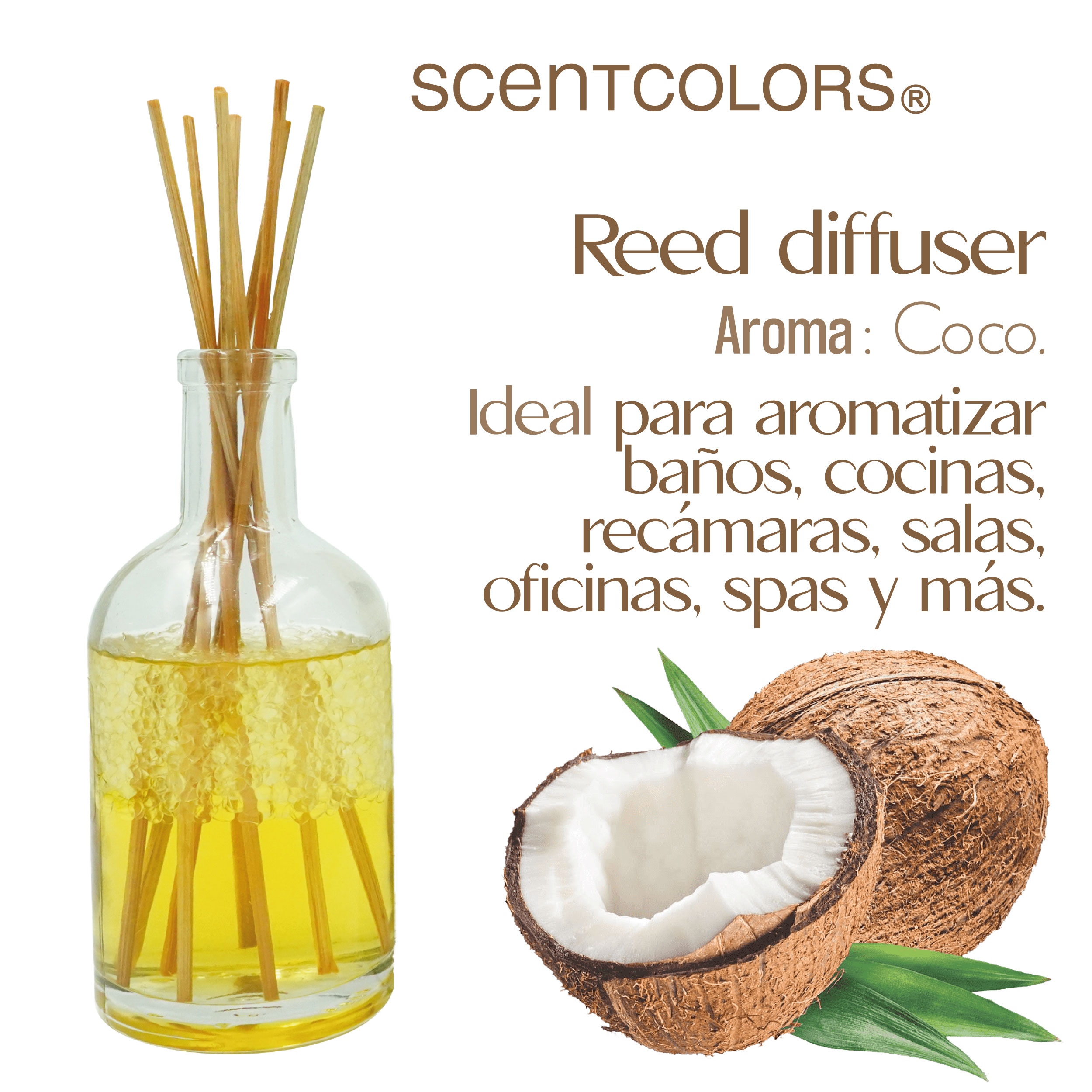 Foto 3 pulgar | Reed Diffuser - Aromatizante De Ambiente - Scent Colors - (Coco)