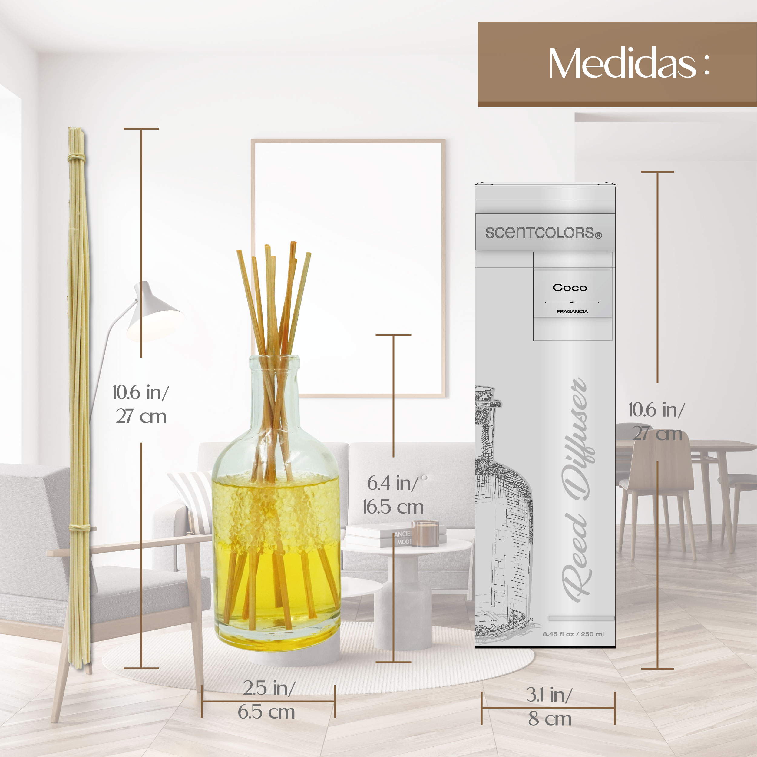 Foto 4 pulgar | Reed Diffuser - Aromatizante De Ambiente - Scent Colors - (Coco)