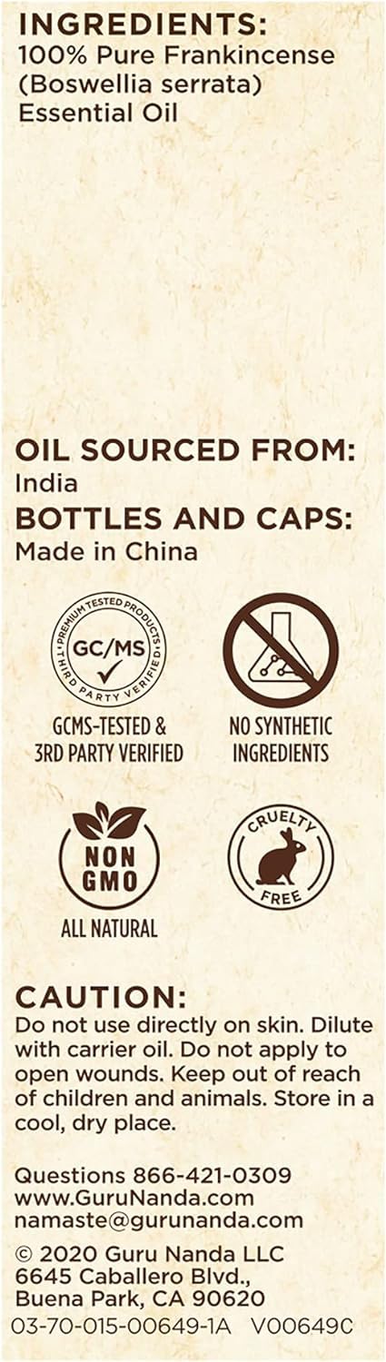 Foto 7 | Aceite Esencial De Incienso Gurunanda, 15 Ml, 100% Puro - Venta Internacional.