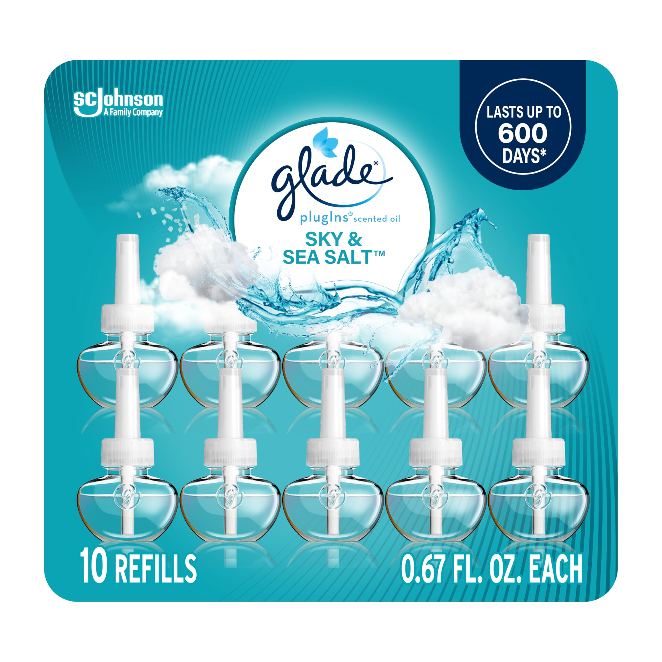 Foto 2 pulgar | Refrescos Glade Plugins Para Ambientador  Sal Marina Y Celeste  20 Ml X 10 - Venta Internacional.