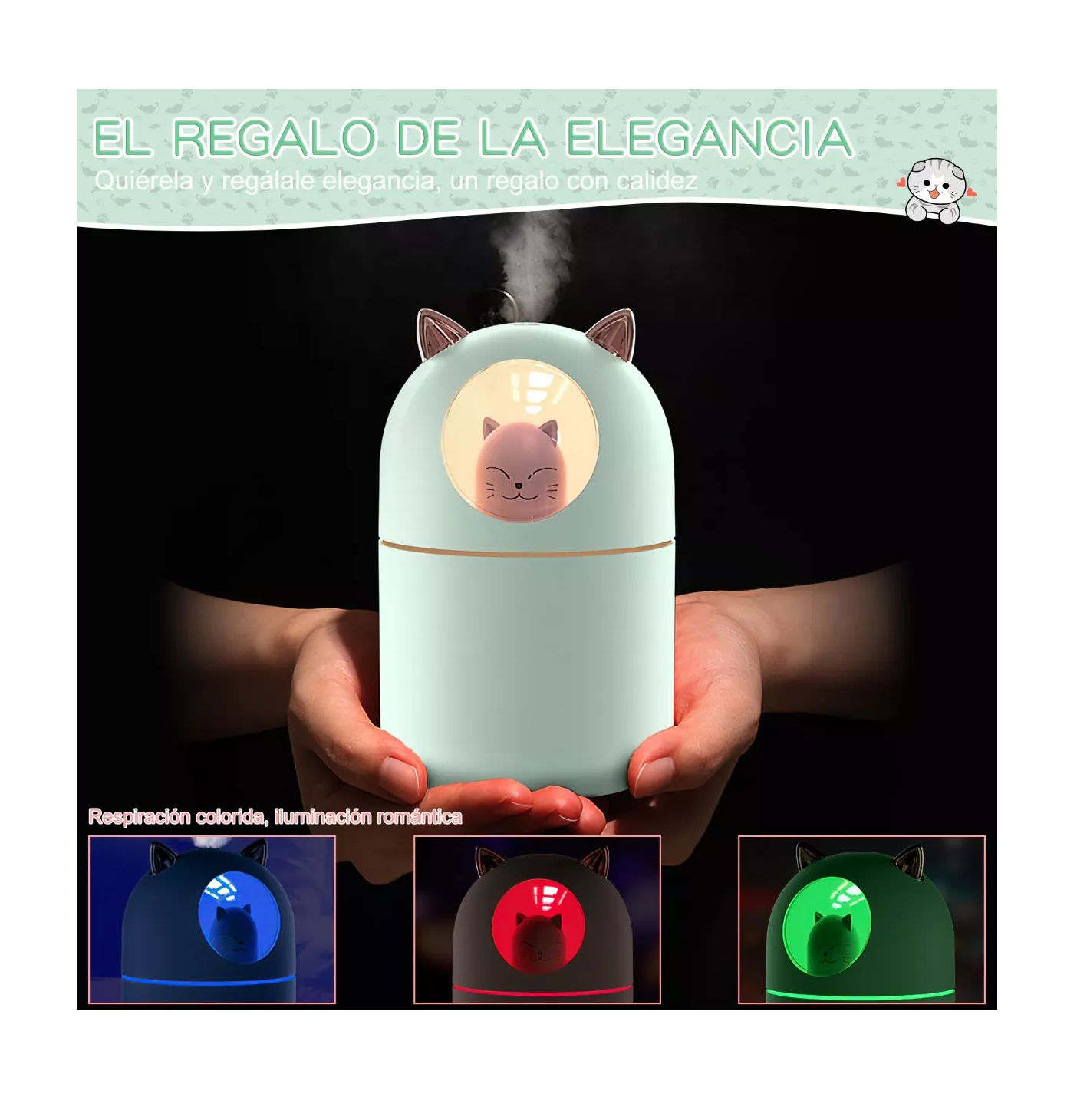 Foto 5 | Difusor de Aceite de Aromas Belug Diseño de Gato color Verde