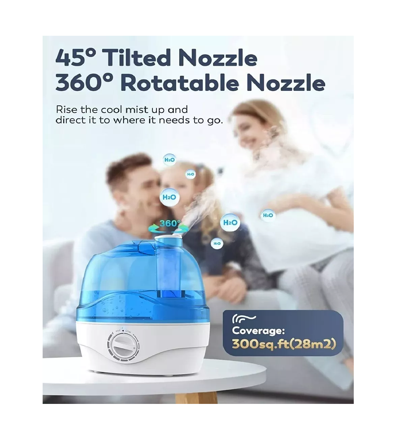 Foto 4 | Humidificador Ultrasónico BELUG color Azul Bebé Niebla Fría Rotación 360°