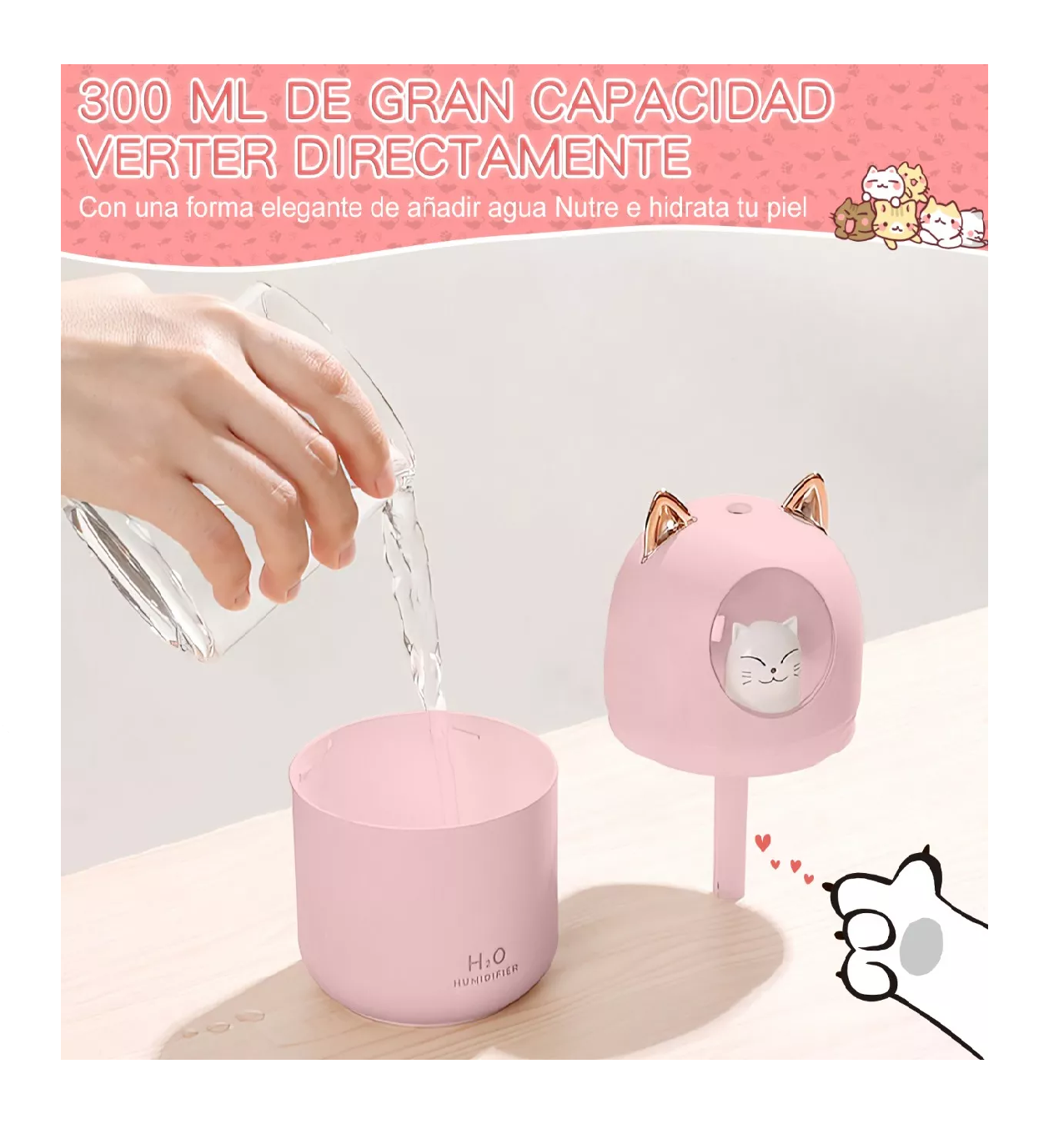 Foto 3 | Humidificador Difusor BELUG de Aceite de Aromas Diseño de Gatito Rosa