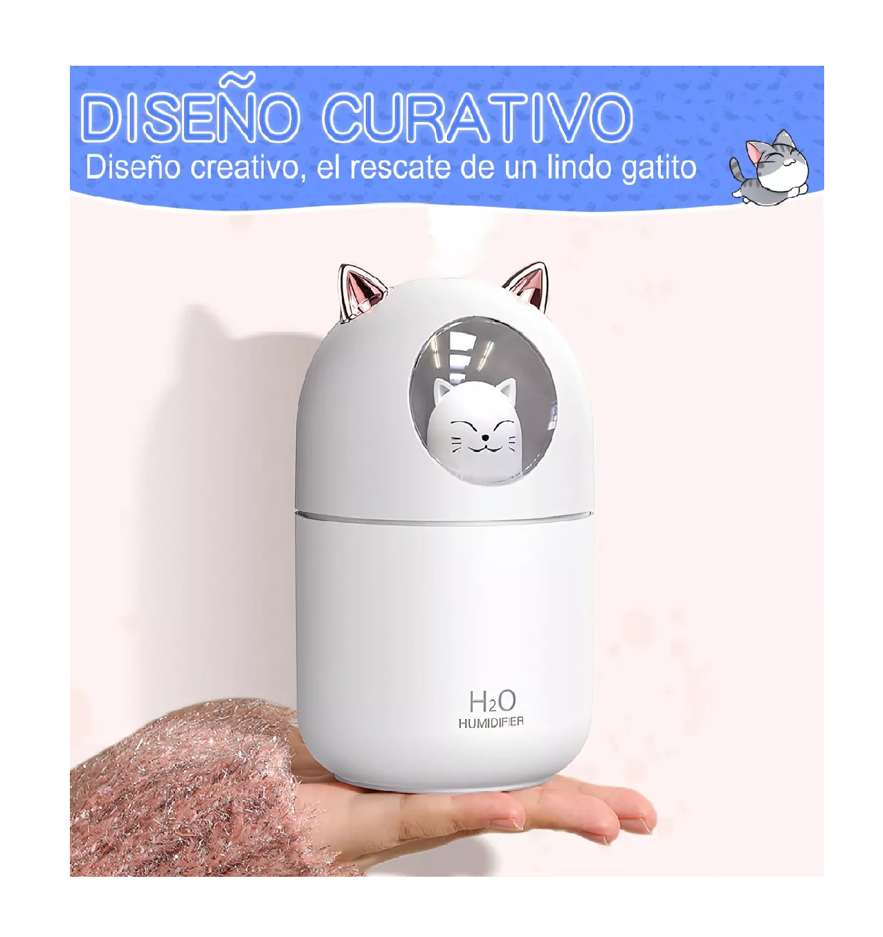 Foto 2 | Humidificador Difusor BELUG de Aceite de Aromas Diseño de Gatito Blanco