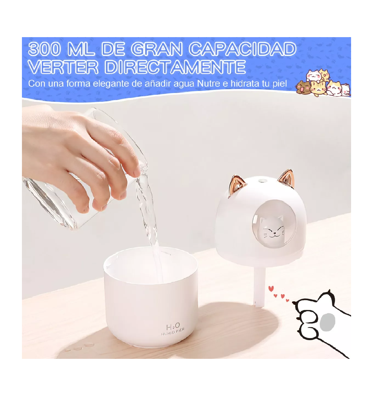 Foto 4 pulgar | Humidificador Difusor BELUG de Aceite de Aromas Diseño de Gatito Blanco