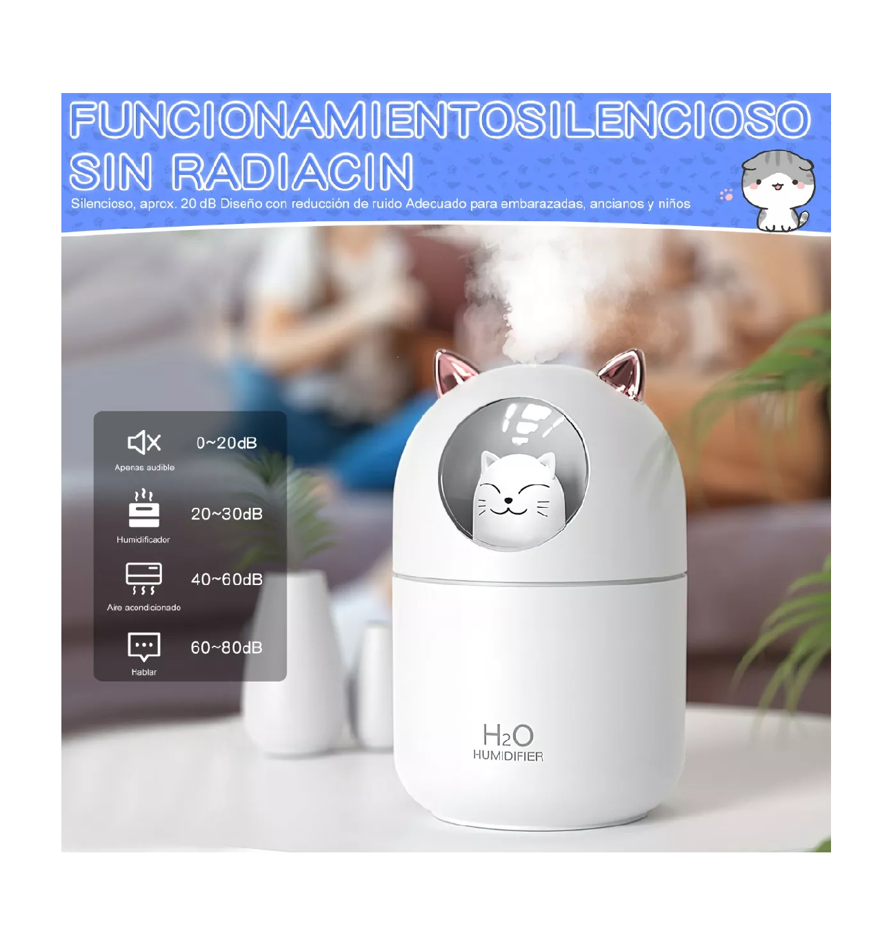 Foto 4 | Humidificador Difusor BELUG de Aceite de Aromas Diseño de Gatito Blanco