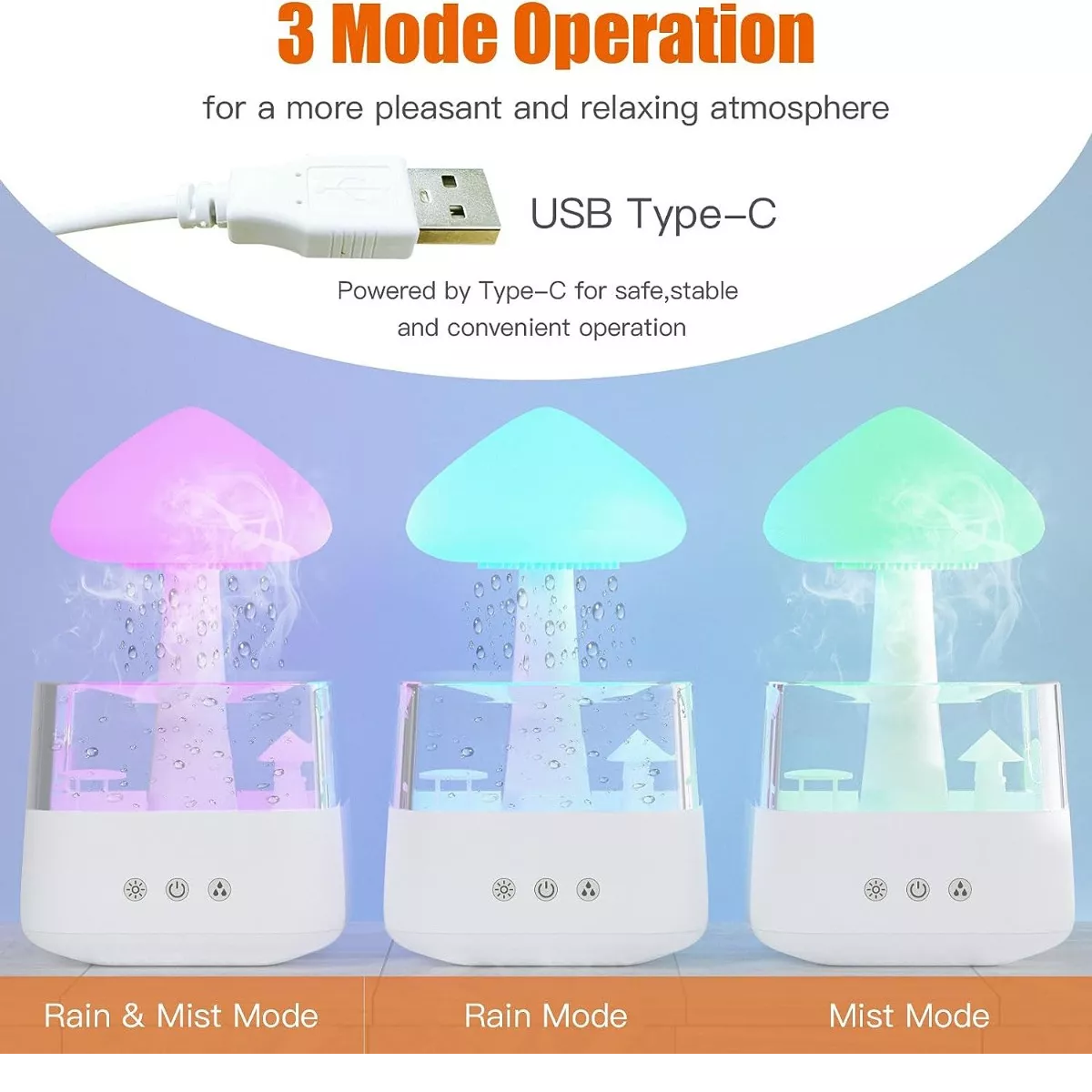 Foto 4 | Difusores De Aromas Humidificador De Nube De Lluvia 7 Colores Eo Safe Imports Esi-13616 Blanco