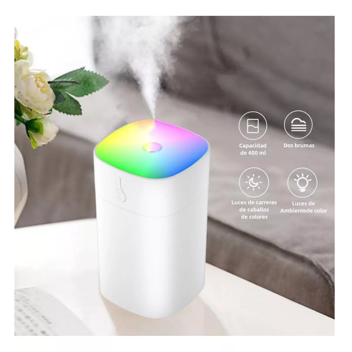 Foto 2 | Humidificador de 400 ml con difusor aromático y luz LED en blanco