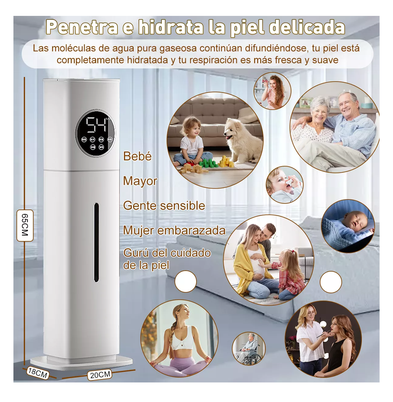 Foto 4 pulgar | Humidificador Difusor Aromaterapia Aire 8l Blanco 110v Blanco