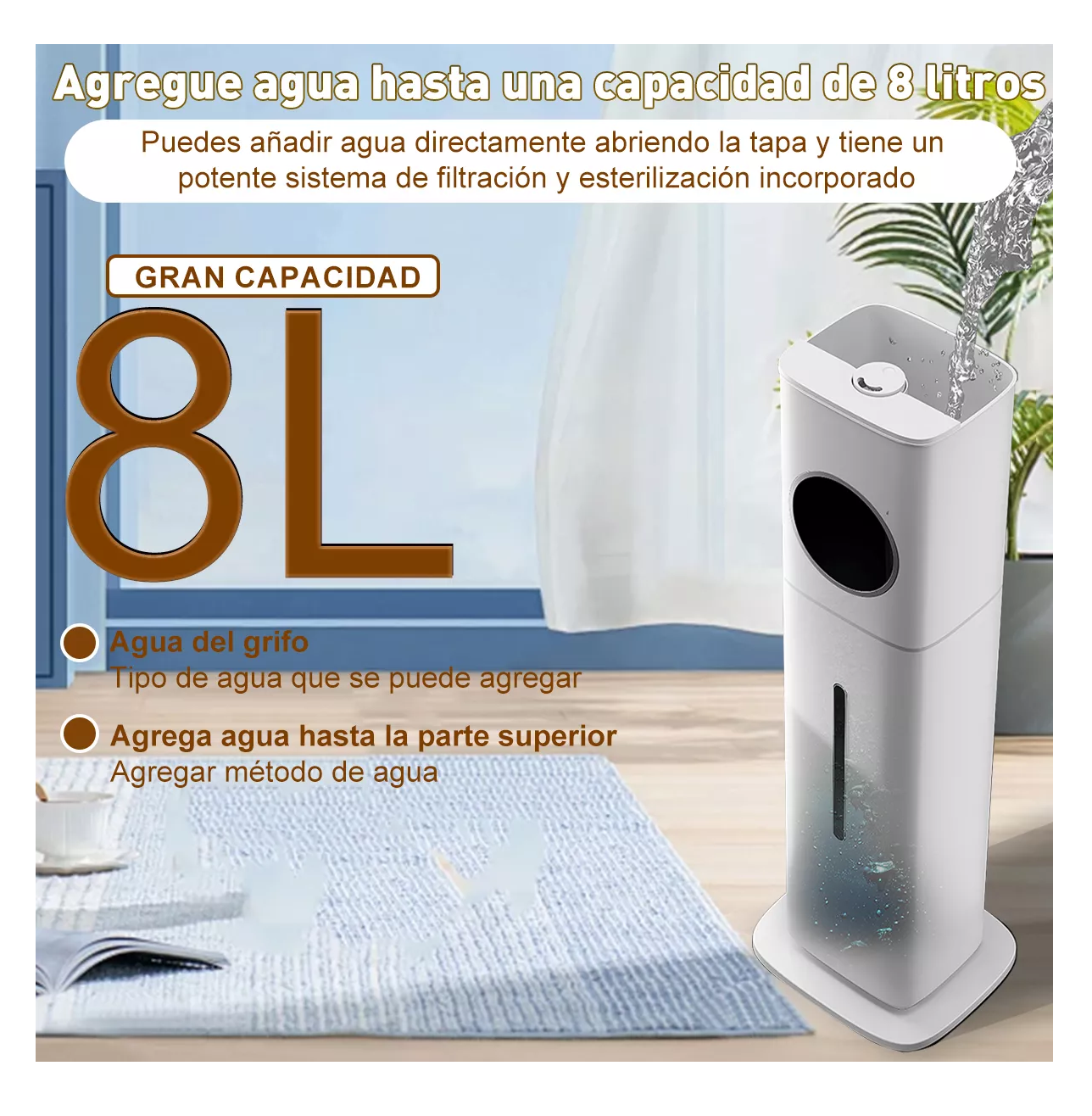 Foto 5 pulgar | Humidificador Difusor Aromaterapia Aire 8l Blanco 110v Blanco