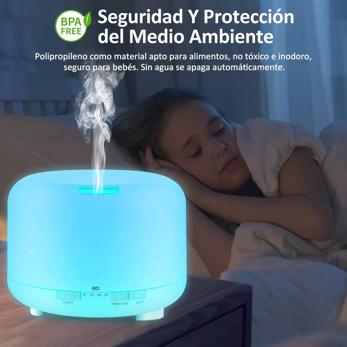 Foto 4 pulgar | Humidificador Difusor Ultrasónico Aromaterapia Luz Led Eo Safe Imports Esi-9585 Multicolor